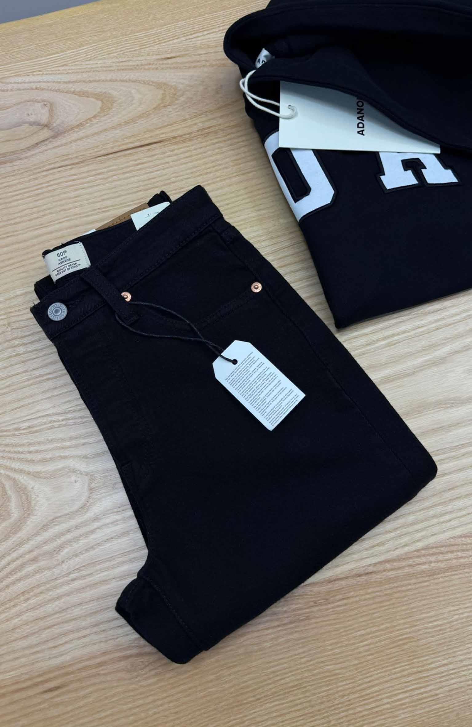 K3477 ORİGİNAL CROPPED SİYAH LİKRASIZ JEAN