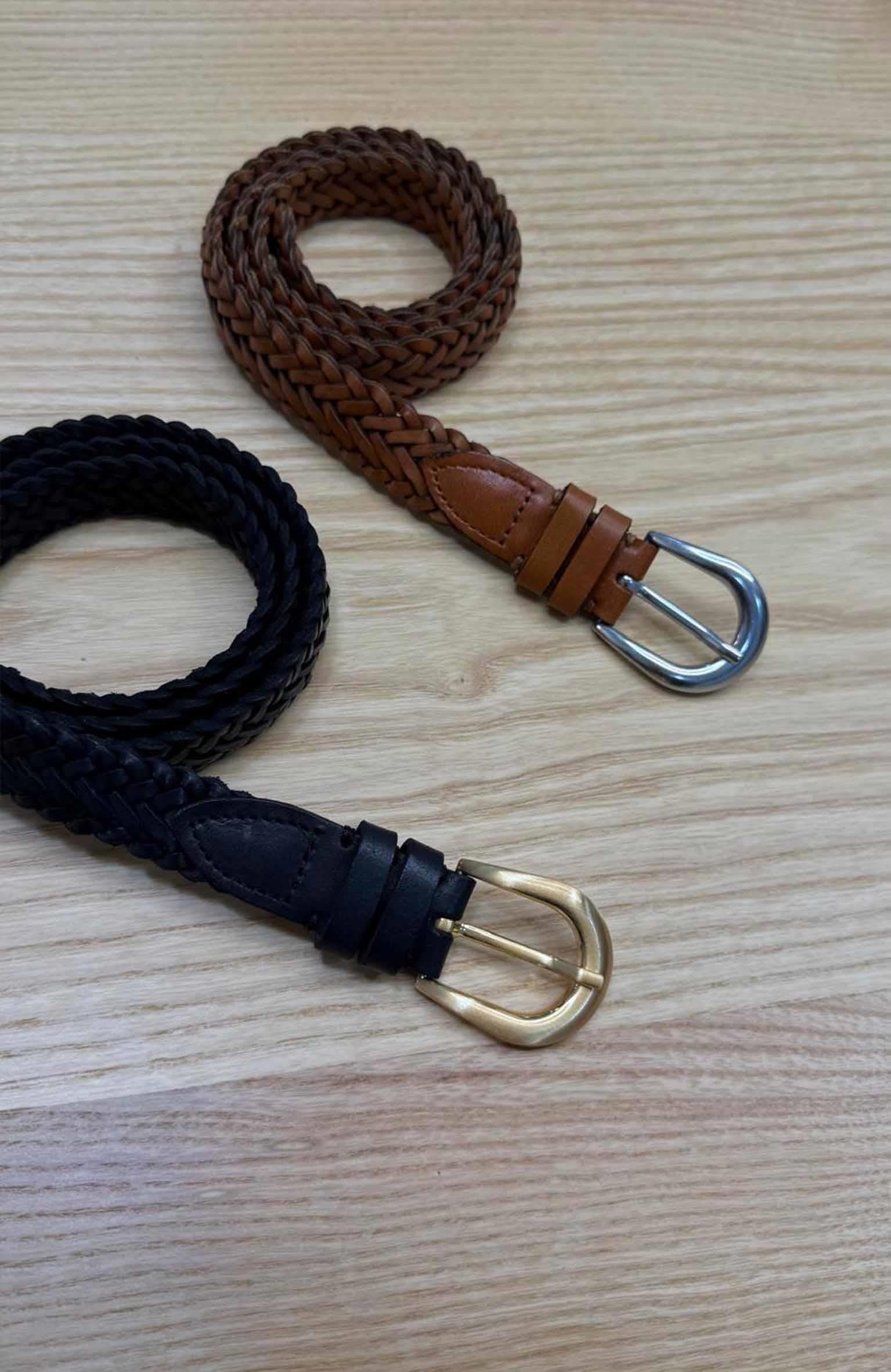 K3511 EL YAPIMI 3 CM ÖRGÜ DERİ KEMER