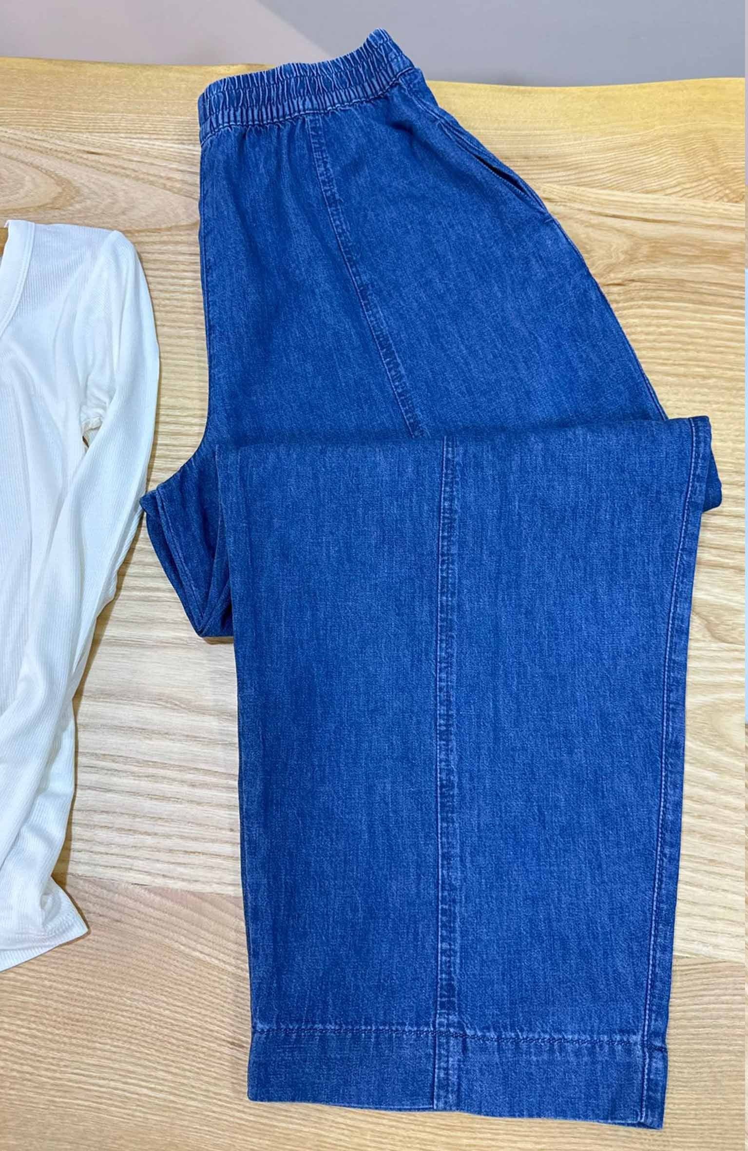 K3625 BEYOND BELİ LASTİKLİ DENİM ŞALVAR PANTOLON