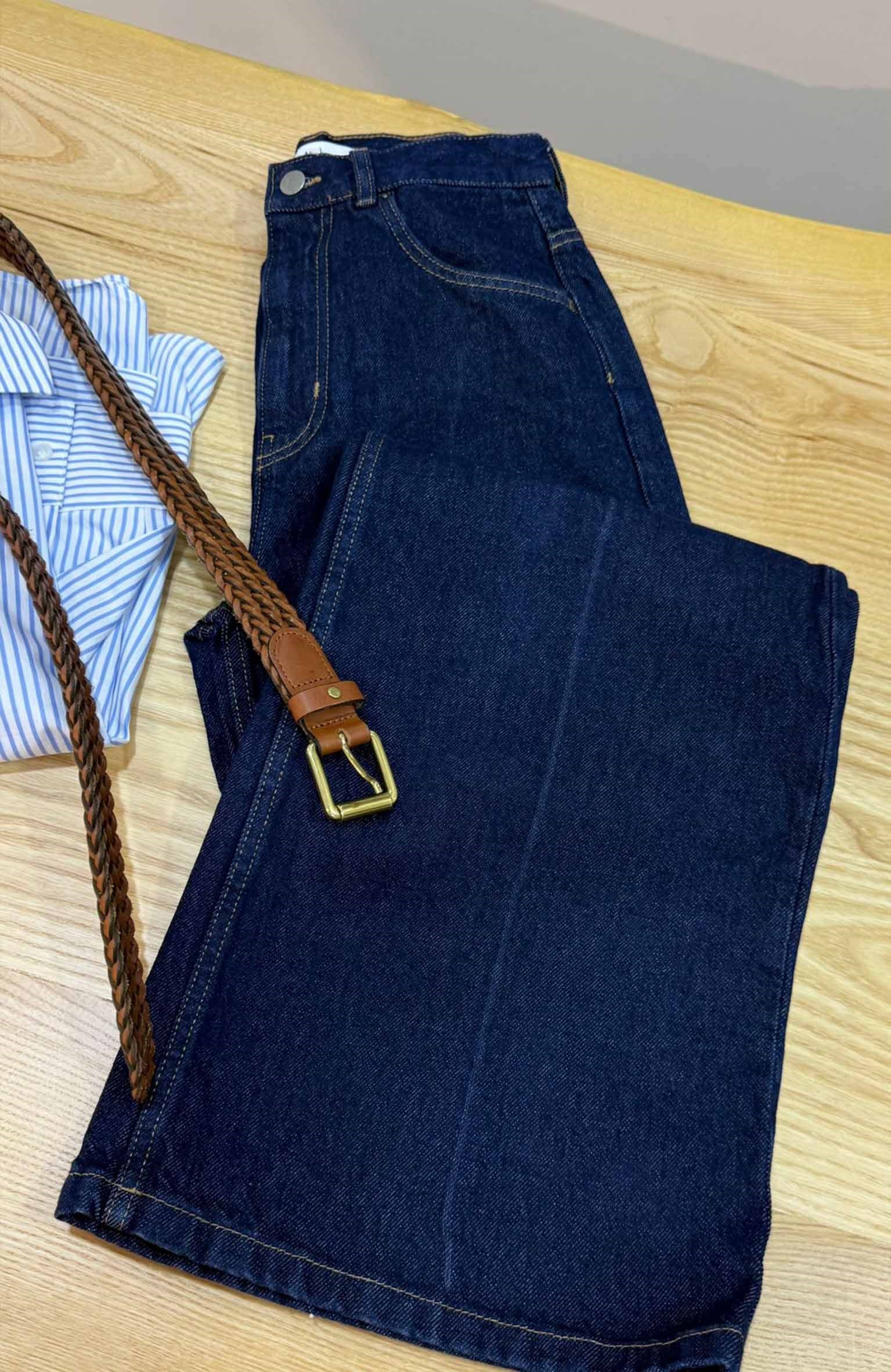 K3708 H.M KOYU LACİVERT TABA DİKİŞLİ JEAN