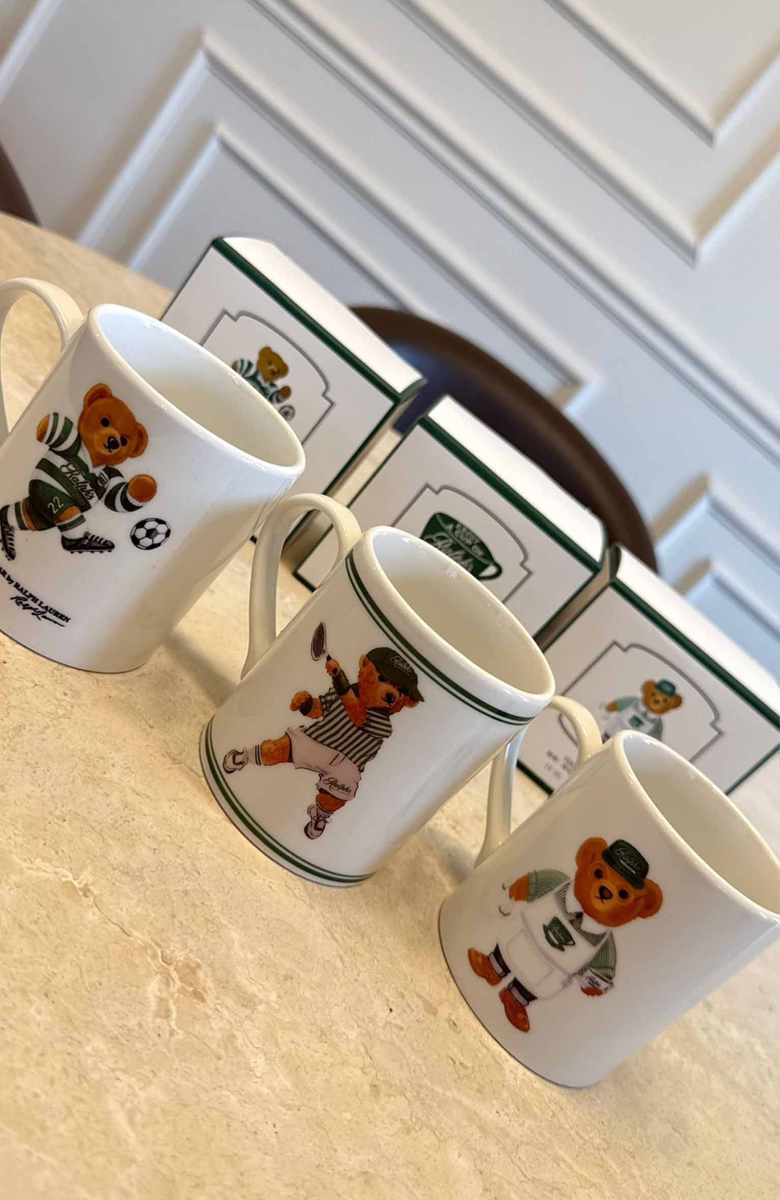K3717 BEAR BASKILI 3 'LÜ YEŞİL SERİ MUG
