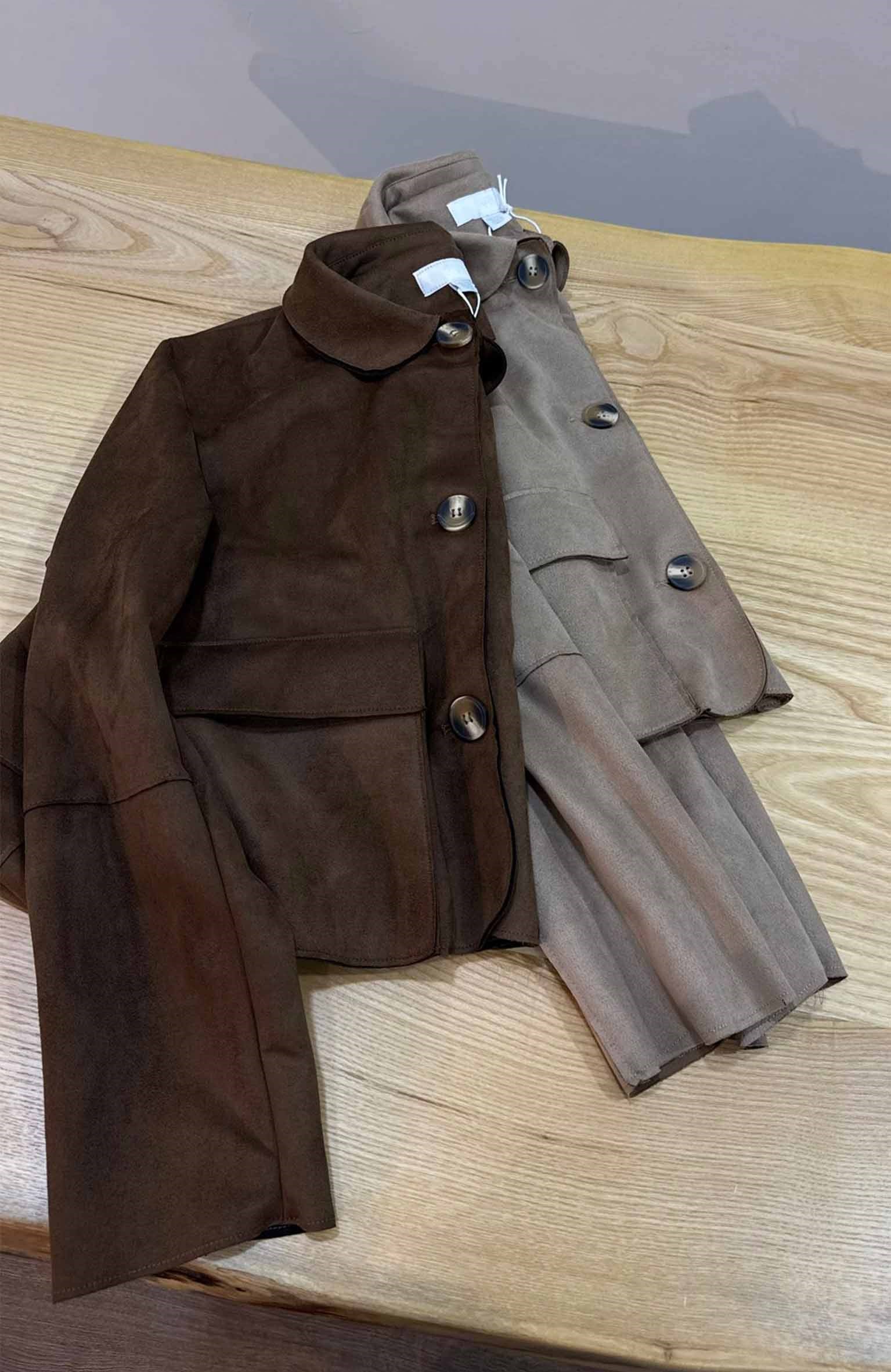 K3720 BEBE YAKA NUBUK DERİ CEKET