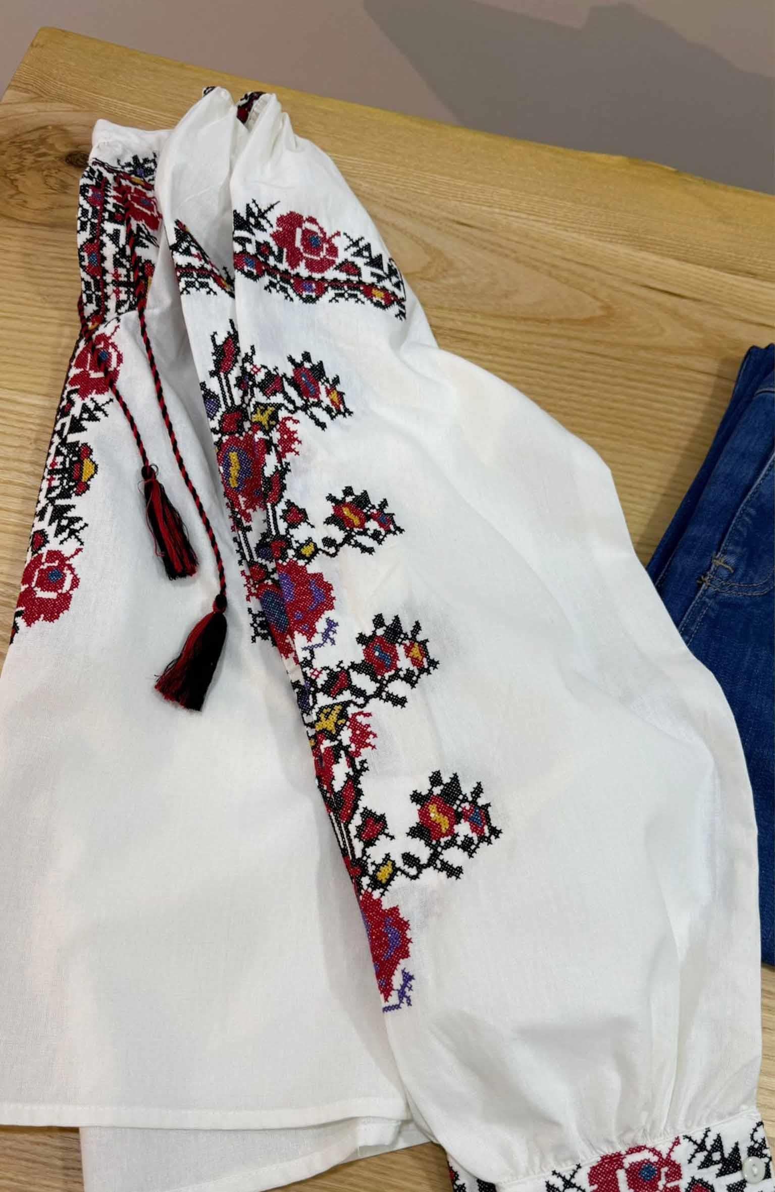 K3737 KANAVİÇE DETAYLI EKRU KETEN GÖMLEK