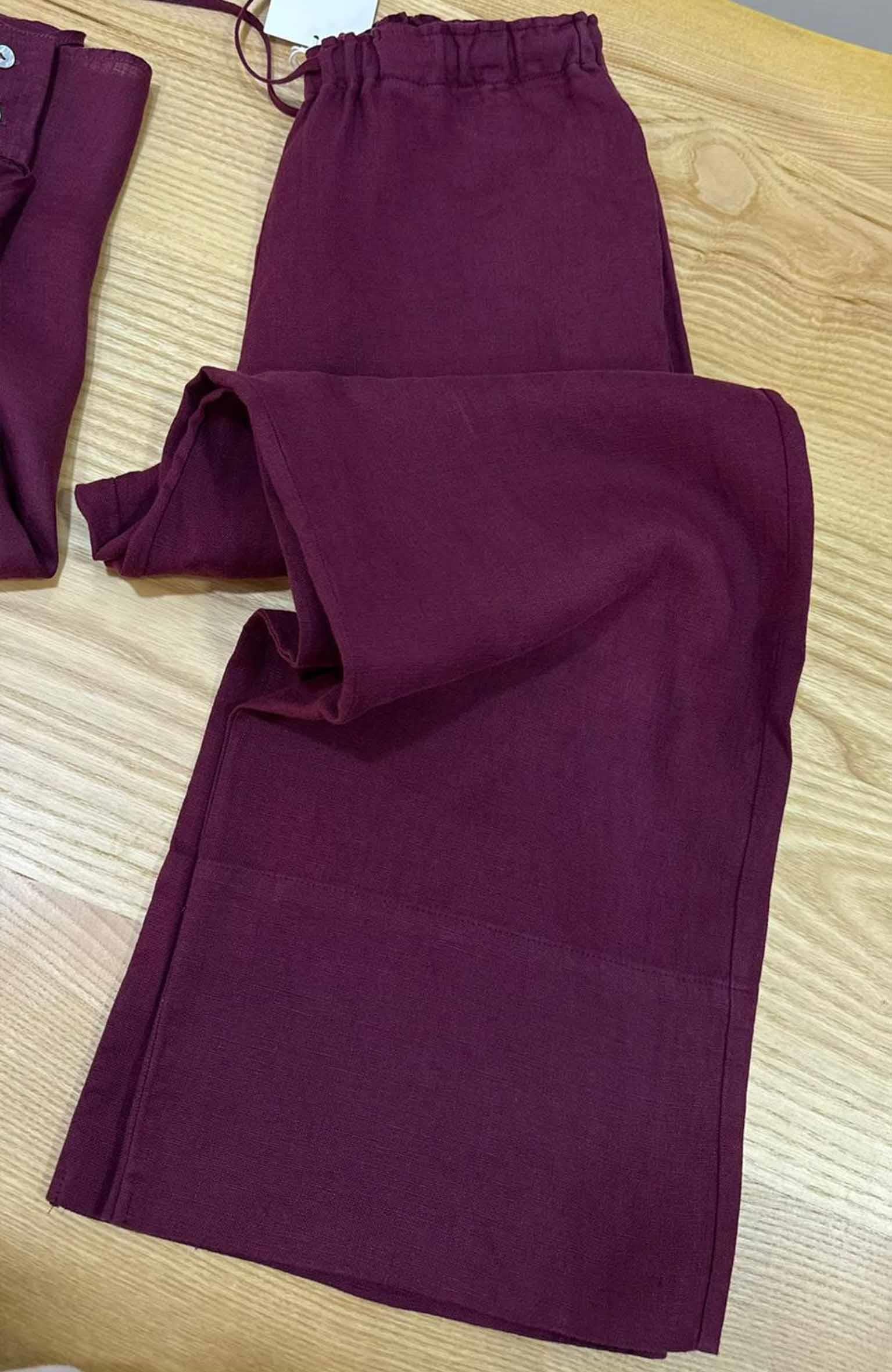K3783 C.OS BORDO KETEN PANTOLON