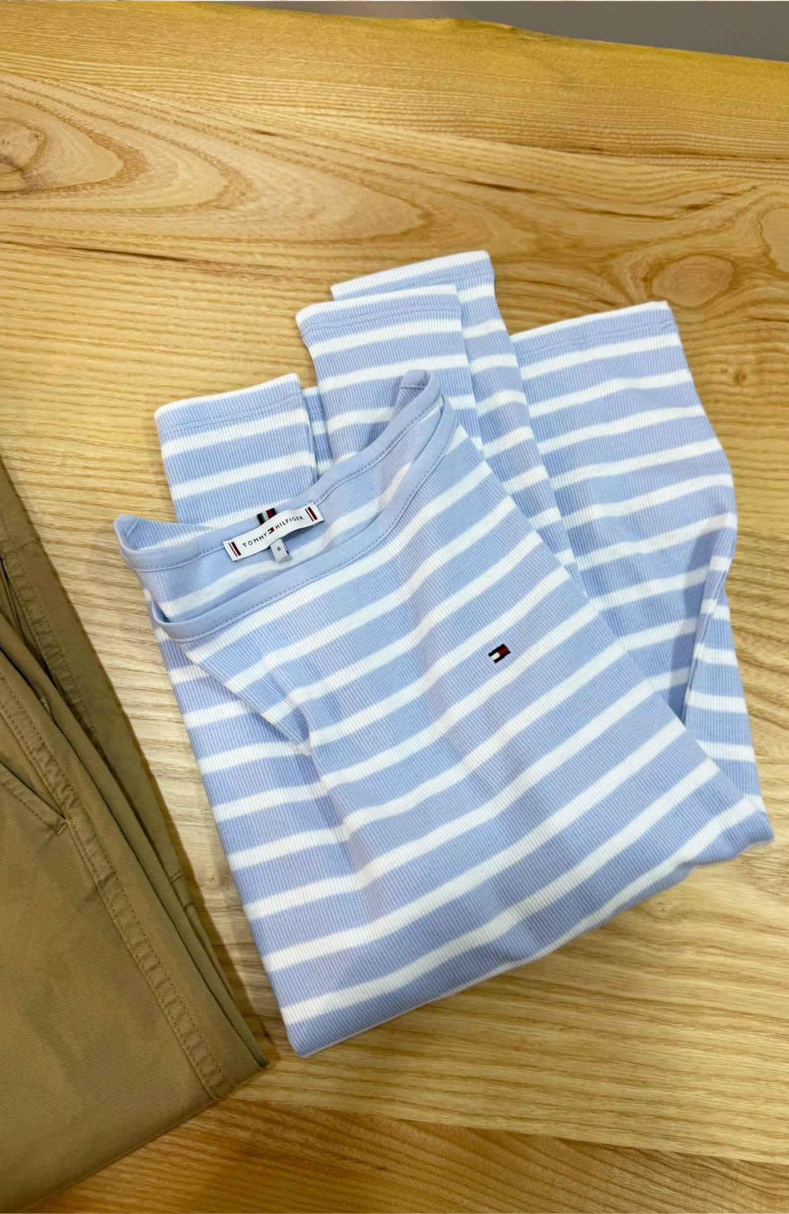K3844 TM MAVİ/BEYAZ ÇİZGİLİ UZUN KOL T-SHIRT