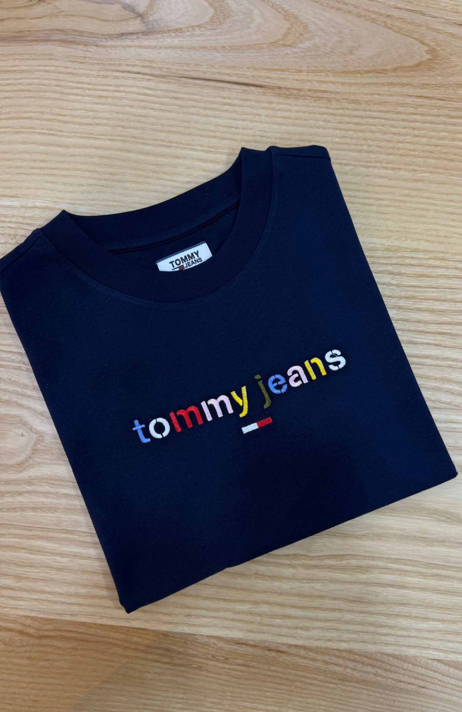 K3879 TJ RENKLİ NAKIŞLI LACİVERT T-SHIRT