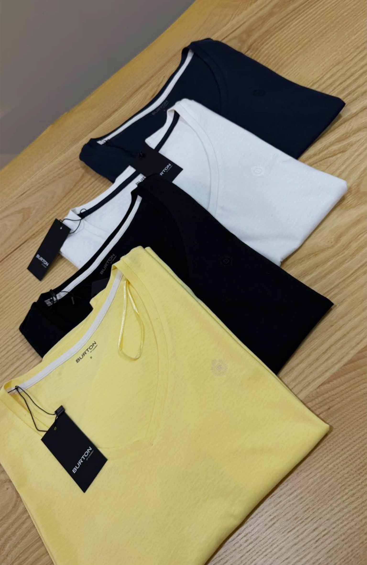 K3884 BRTN V YAKA İPEK KARIŞIMLI T-SHIRT