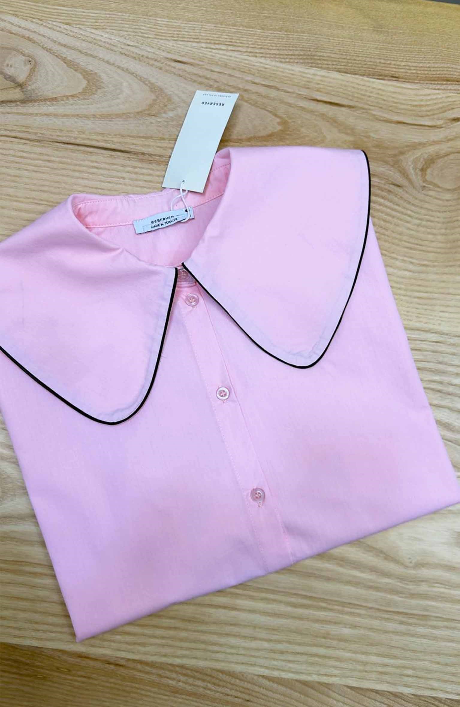 K3888 R.VED YAKA DETAYLI PEMBE GÖMLEK