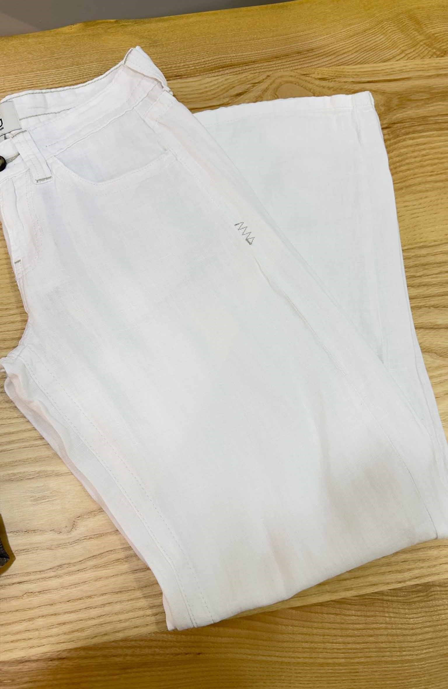 K3988 B.DG BEYAZ KETEN PANTOLON