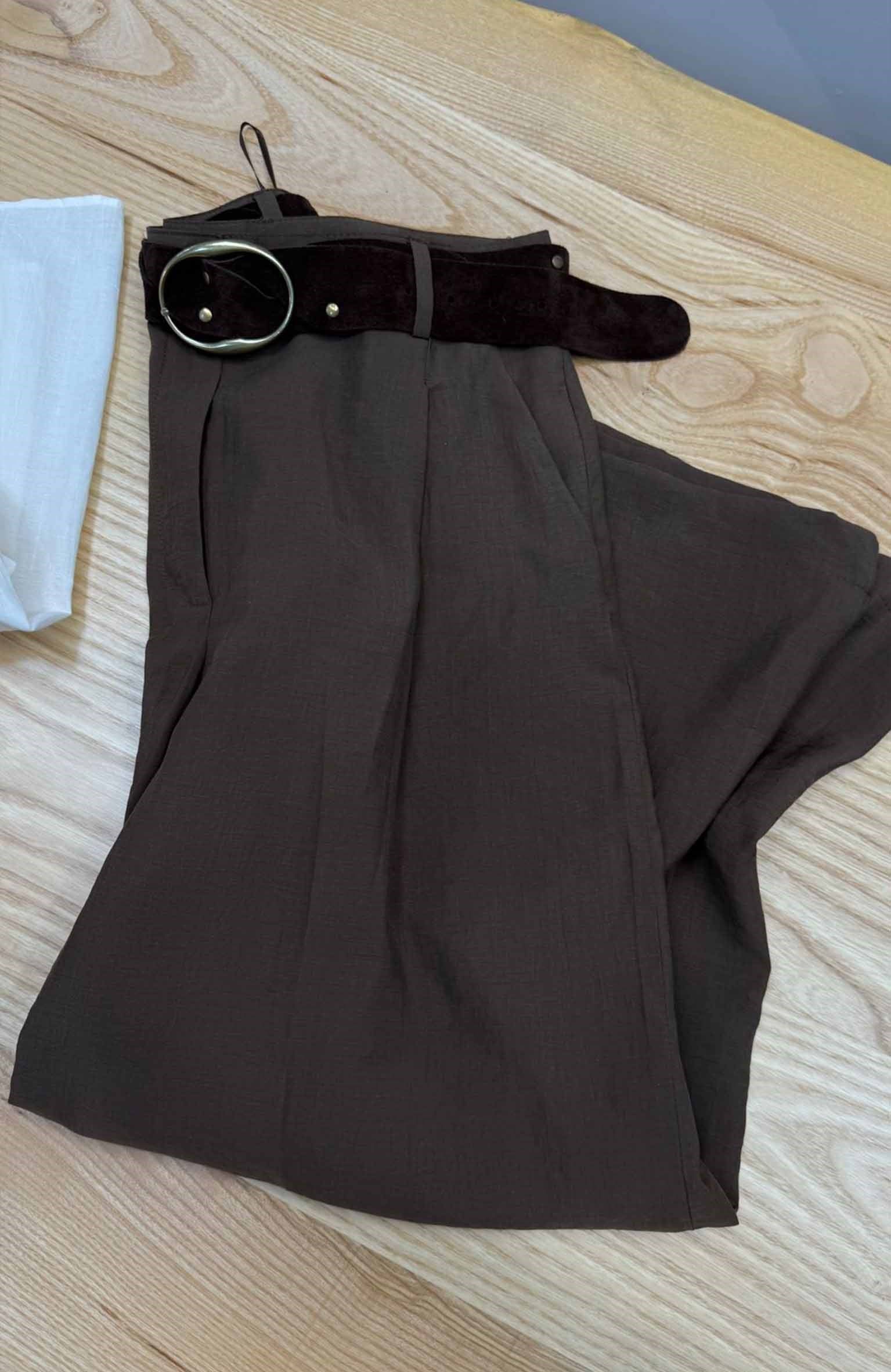 K4062 LİYOSEL CROP KAHVERENGİ PANTOLON