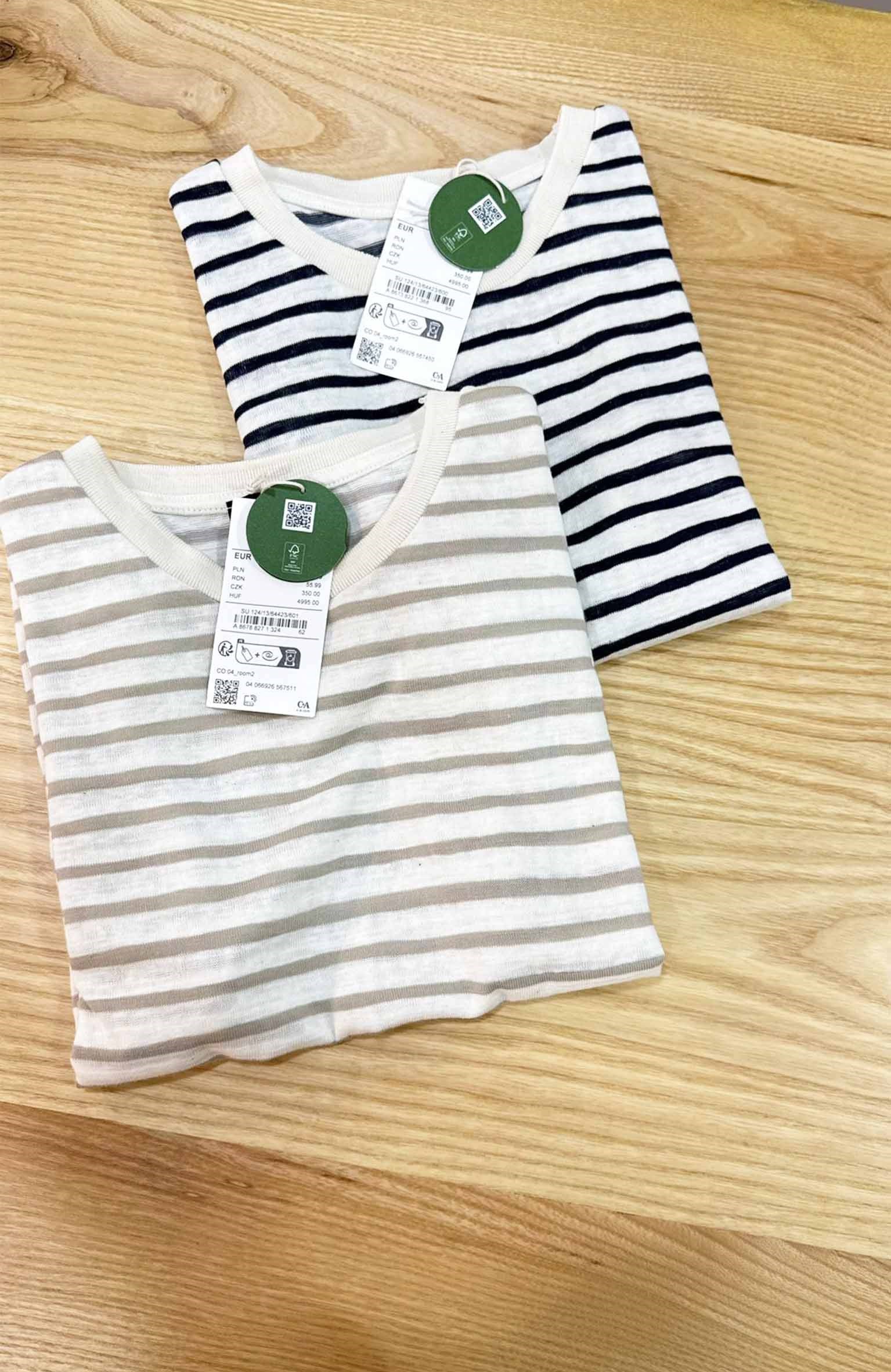 K4111 KETEN GÖRÜNÜMLÜ ÇİZGİLİ T-SHIRT