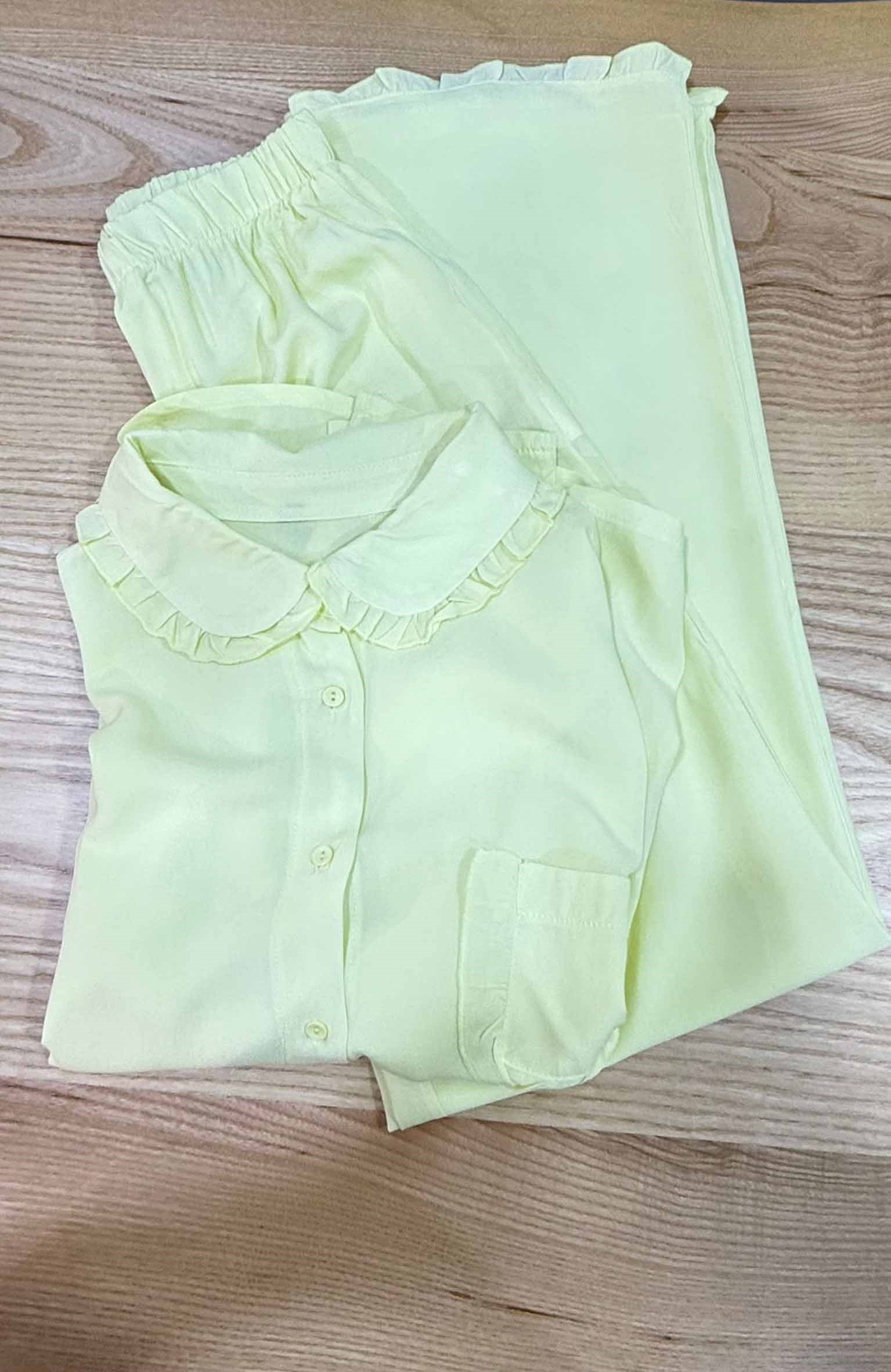 K4167 BEBE YAKA LİMON SARISI PİJAMA TAKIMI