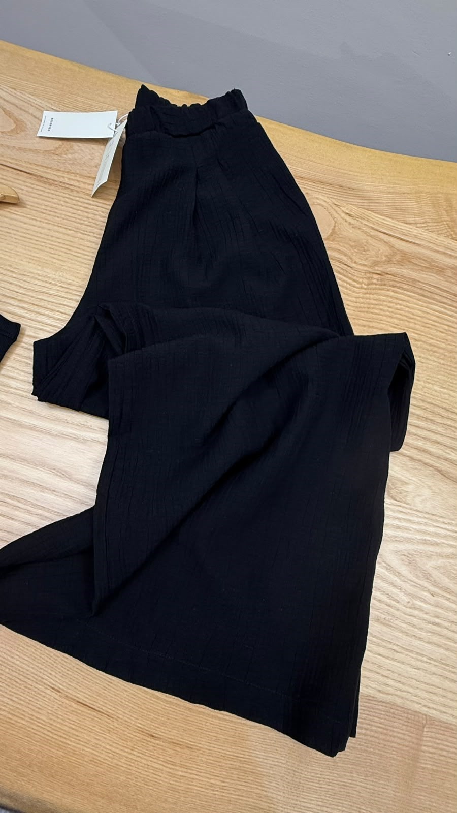 K4181 R.VED BELİ LASTİKLİ PAMUK KETEN KARIŞIMLI SİYAH PANTOLON