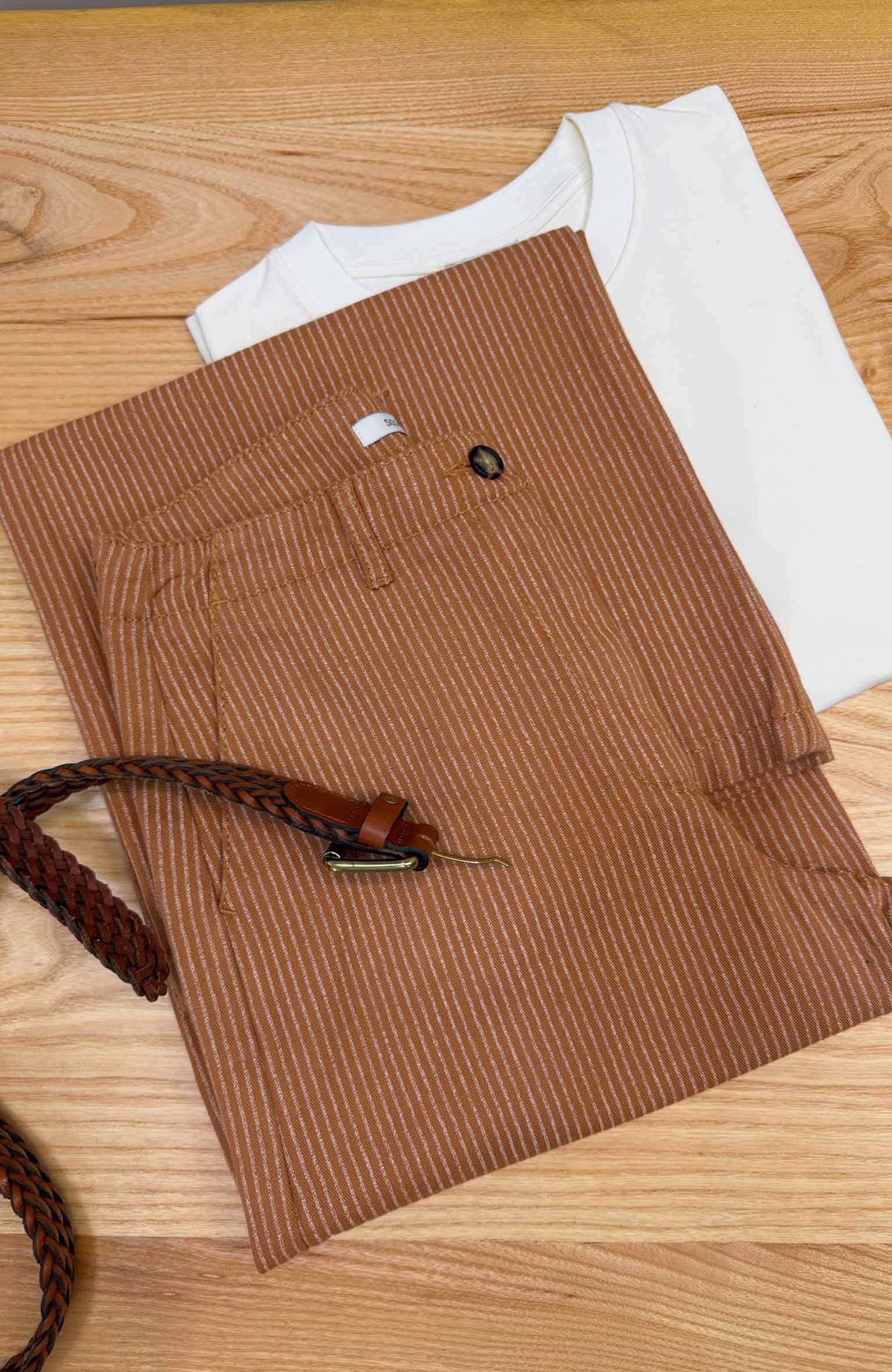 K4272 S.BOY ÇİZGİLİ KİREMİT PANTOLON
