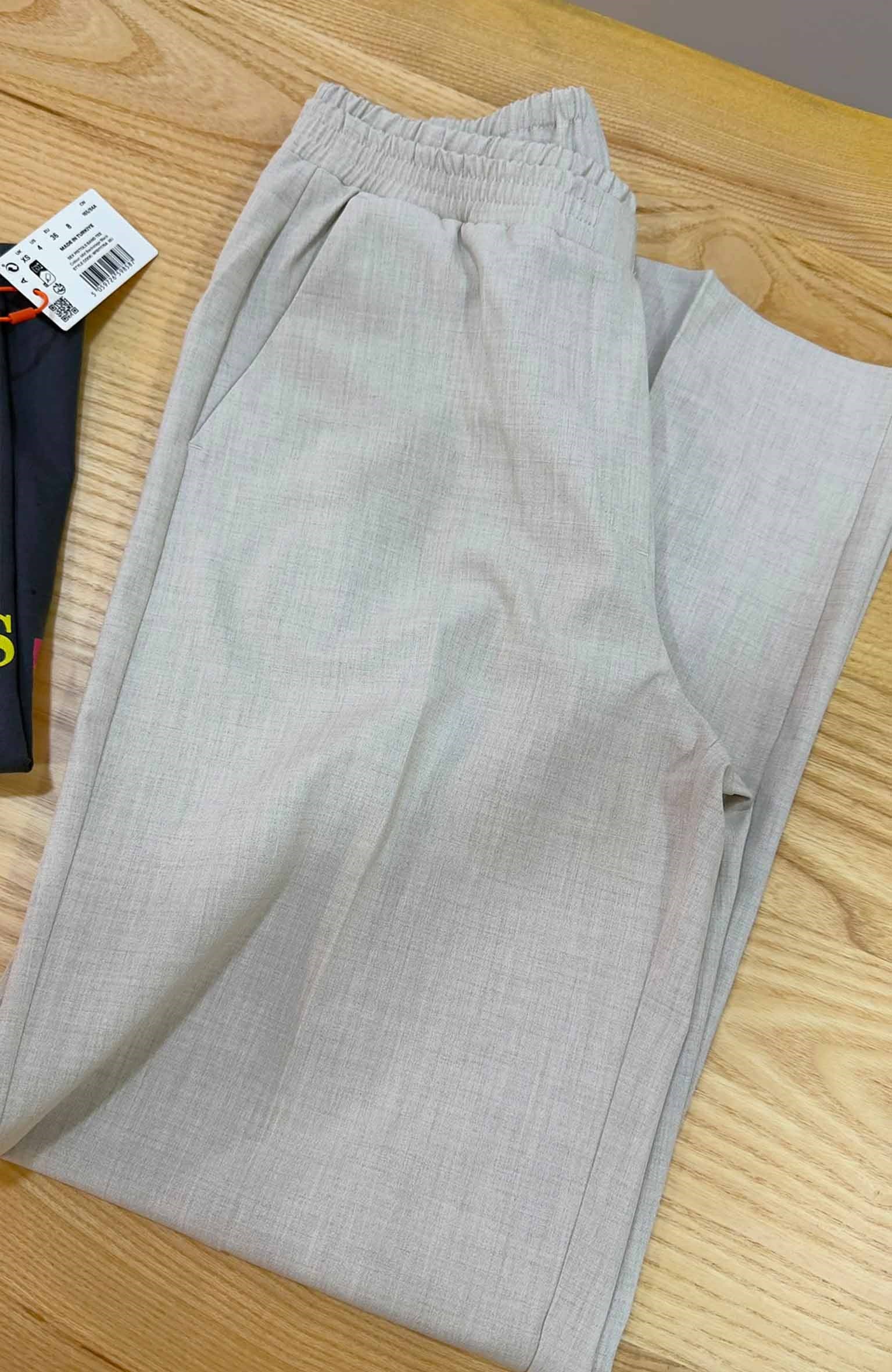 K4350 O.PUS BELİ LASTİKLİ BEJ VİSKOS PANTOLON