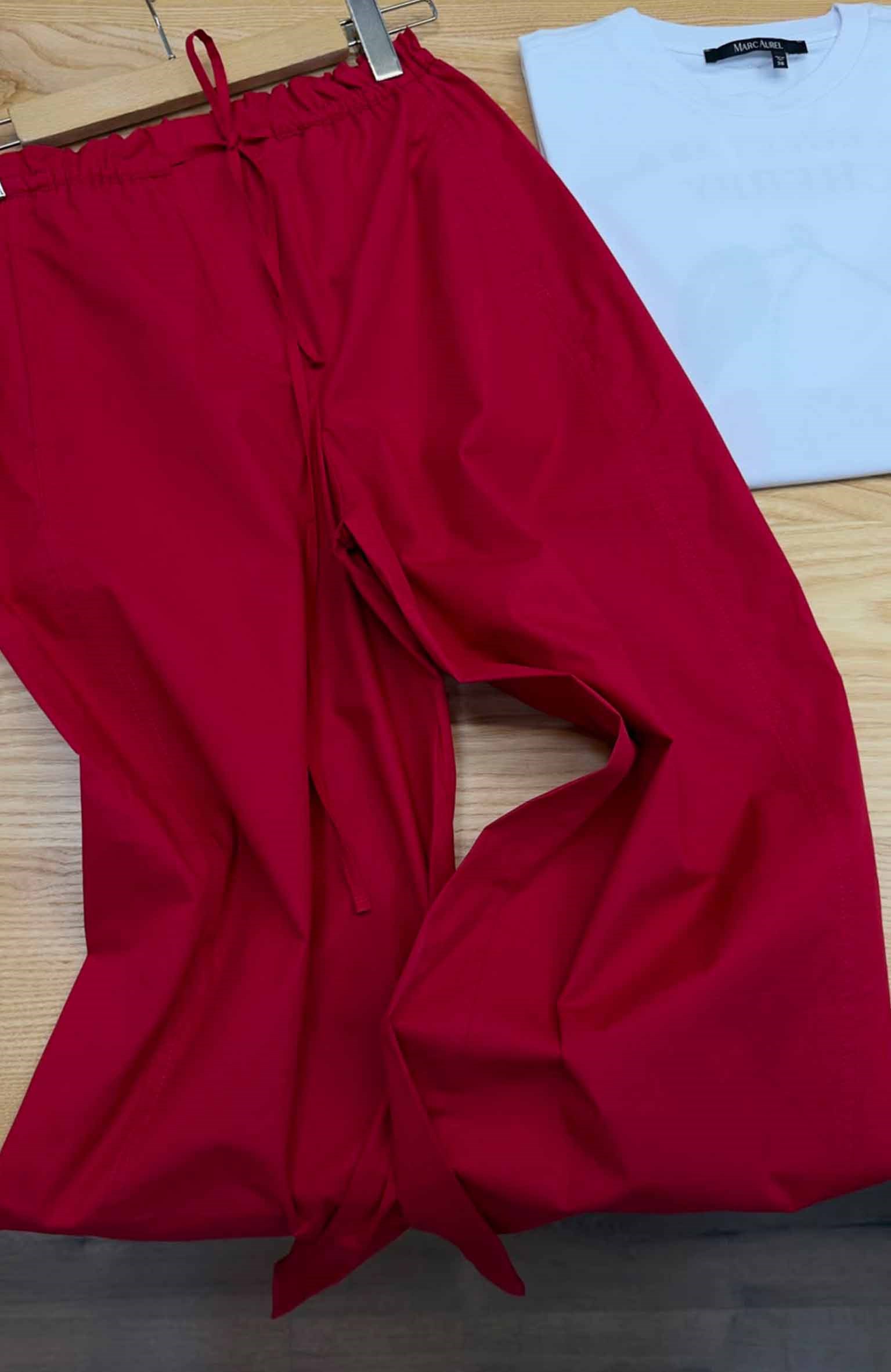 K4371 VİŞNE POPLİN PANTOLON