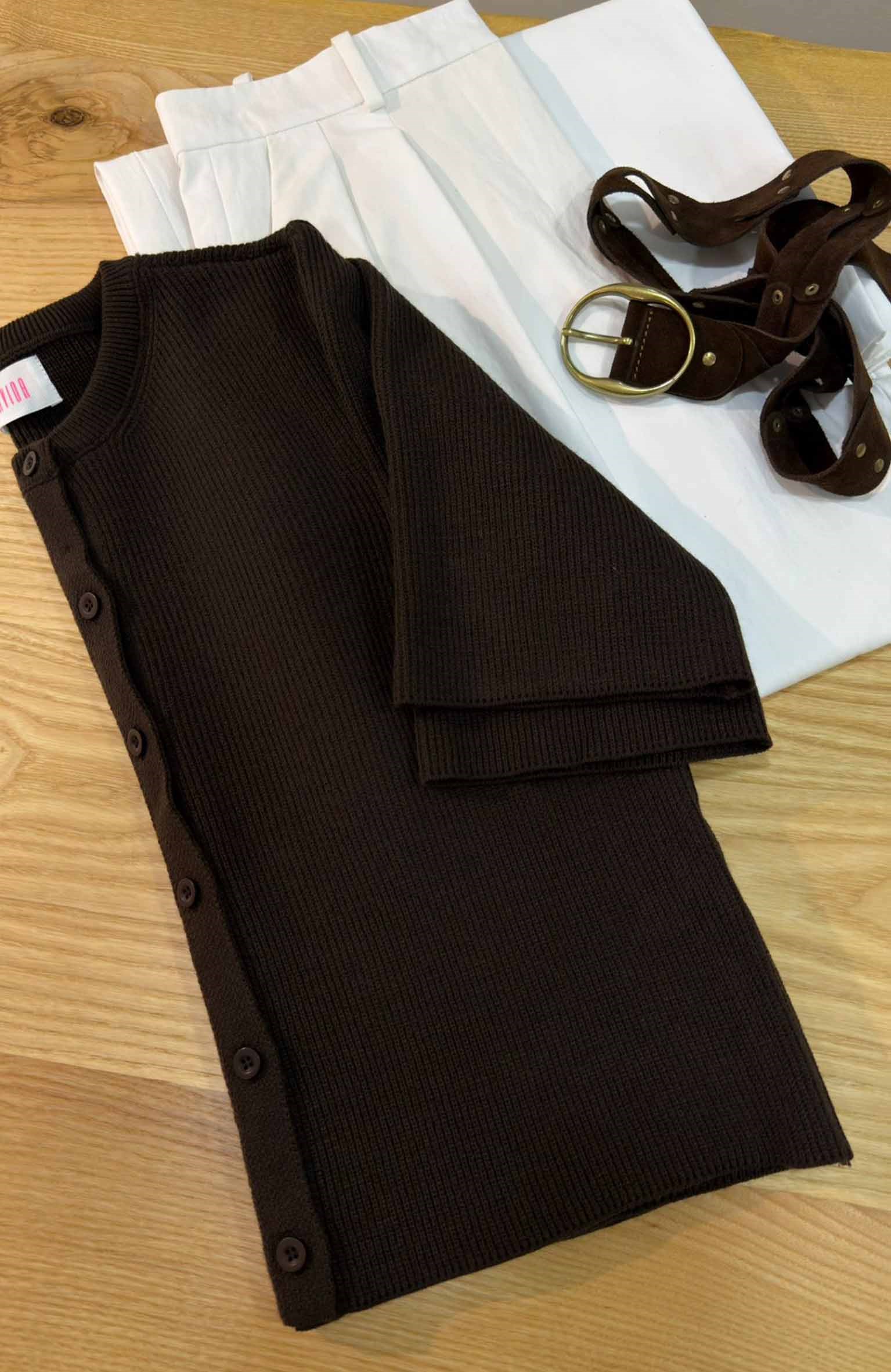 K4546 SYD ACI KAHVE KISA KOL TRİKO HIRKA