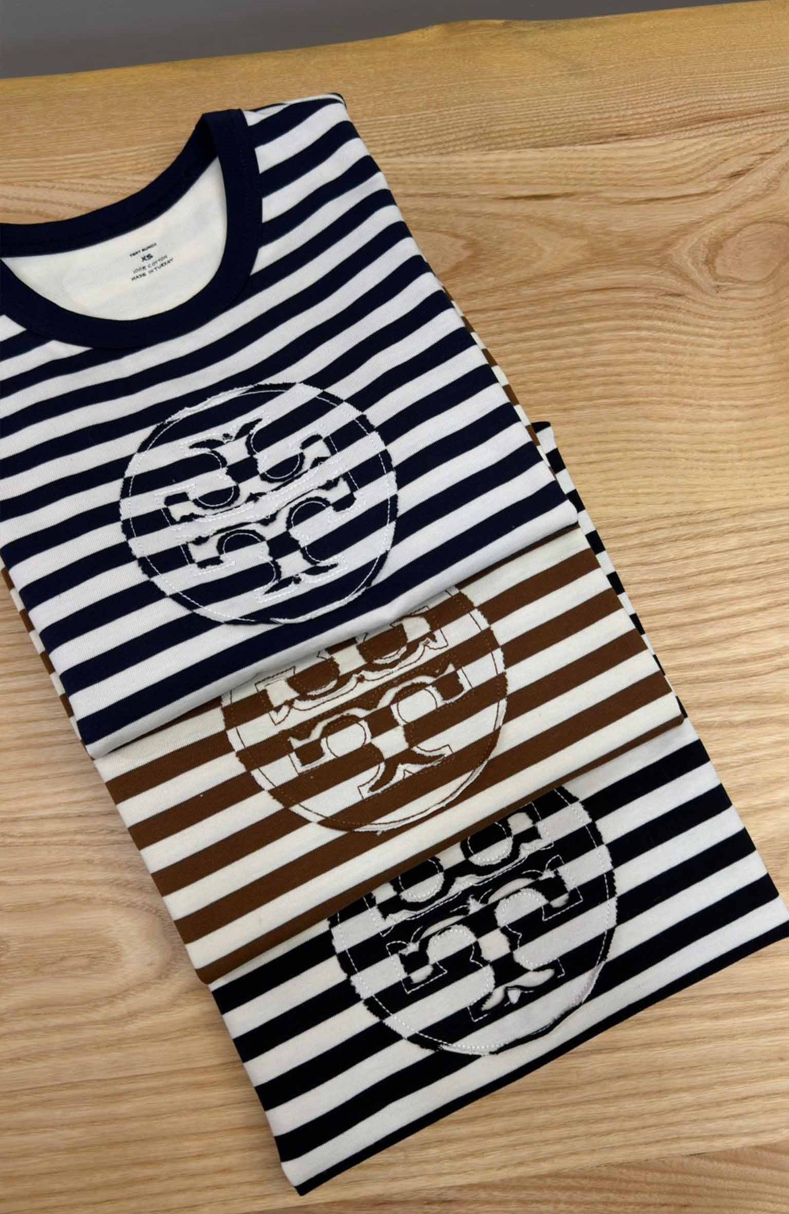 K4550 BİSİKLET YAKA ÇİZGİLİ T-SHIRT