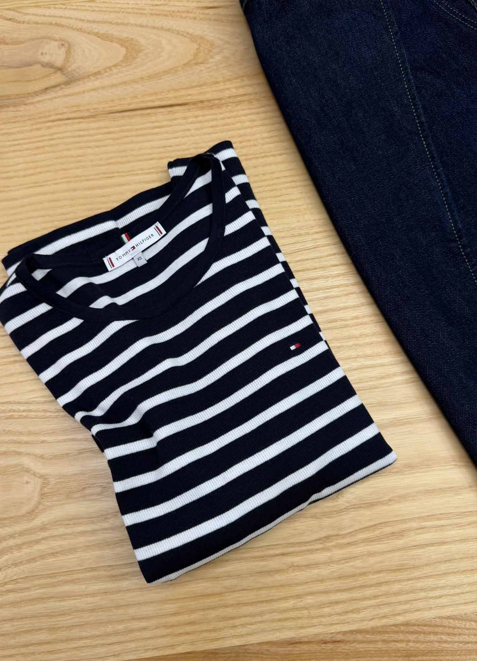 K4646 TM ÇİZGİLİ DİRSEK KOL T-SHIRT
