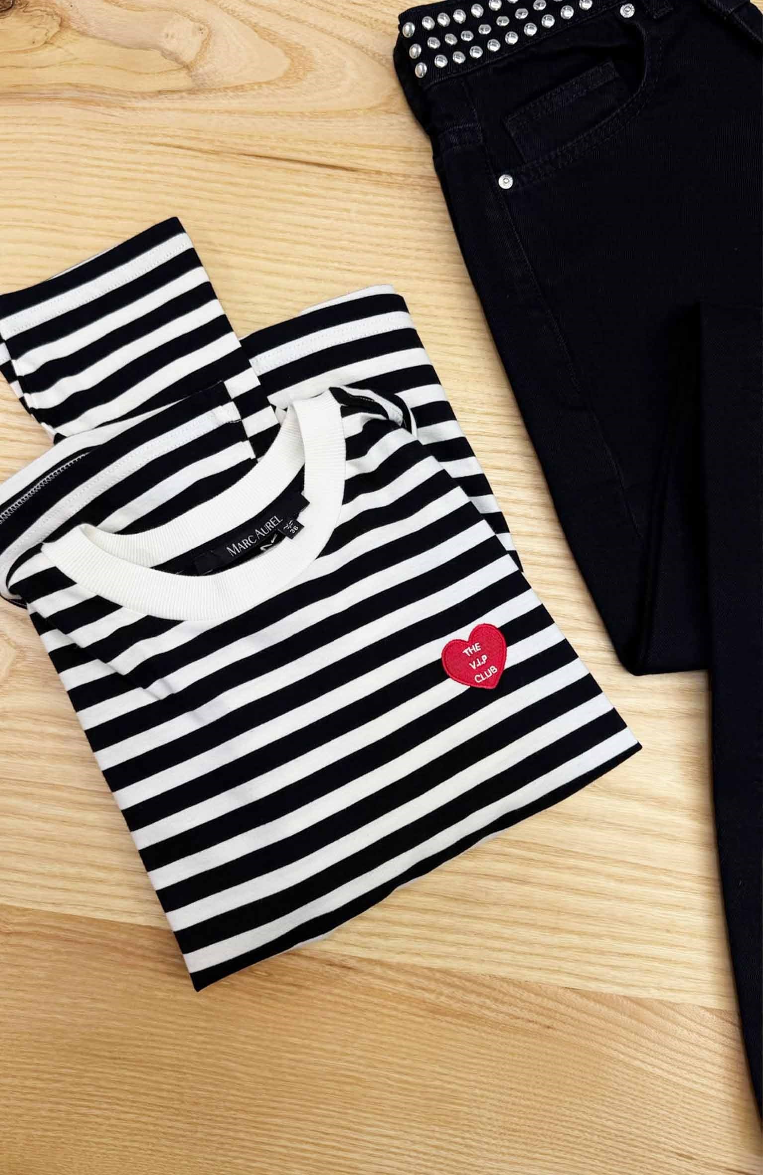 K4671 M.AUREL KALP NAKIŞLI ÇİZGİLİ UZUN KOL T-SHIRT