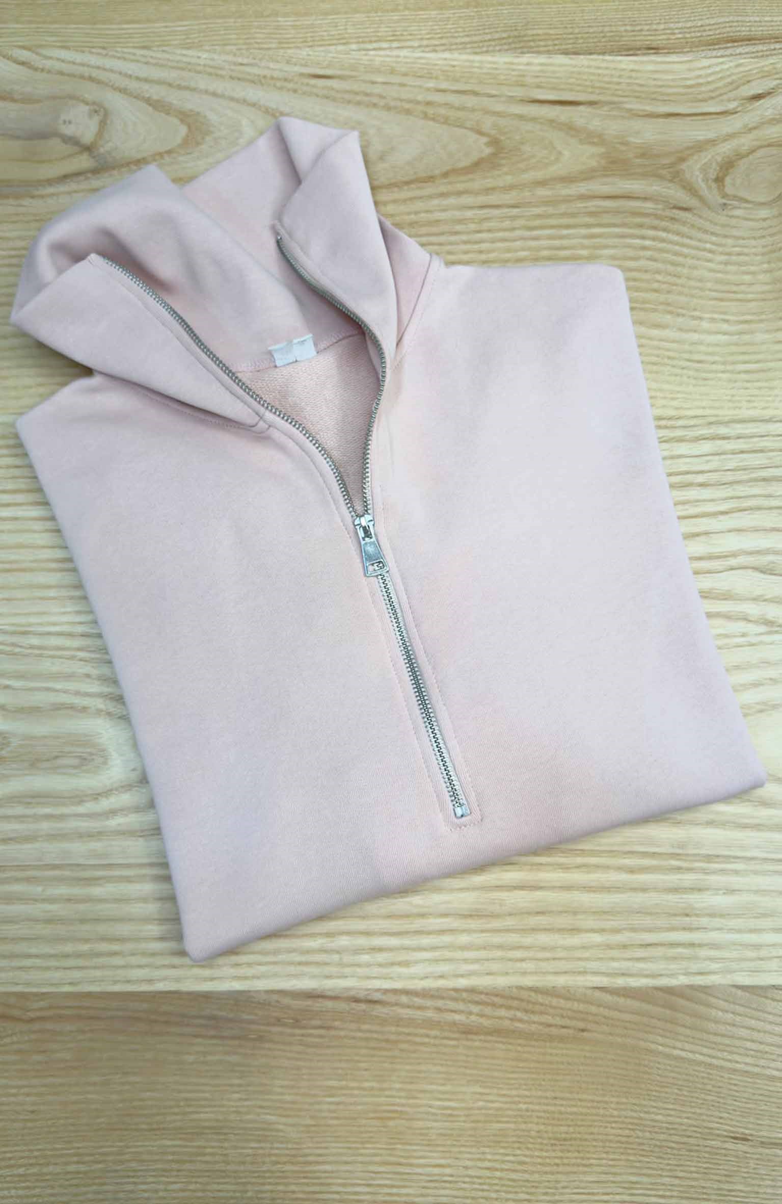 K4682 ARKT YARIM FERMUARLI PUDRA SWEAT