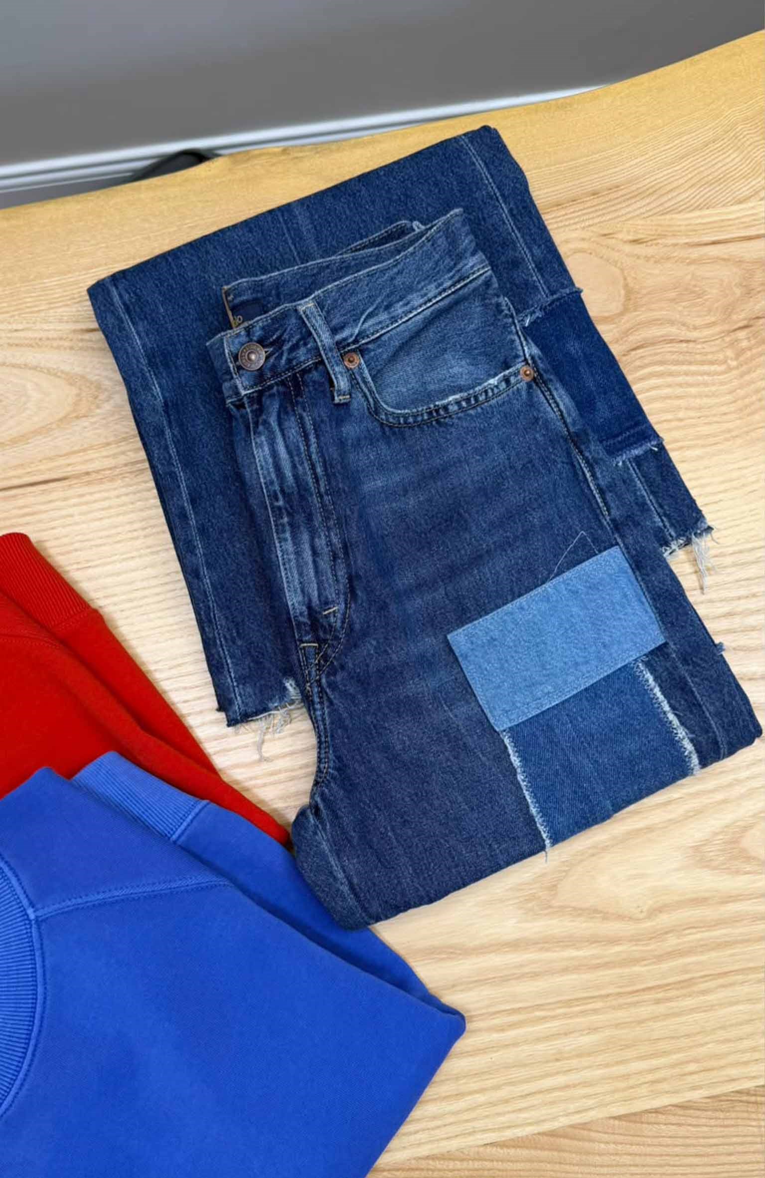 K4735 PRL PATCHWORK MAVİ FLARE JEAN