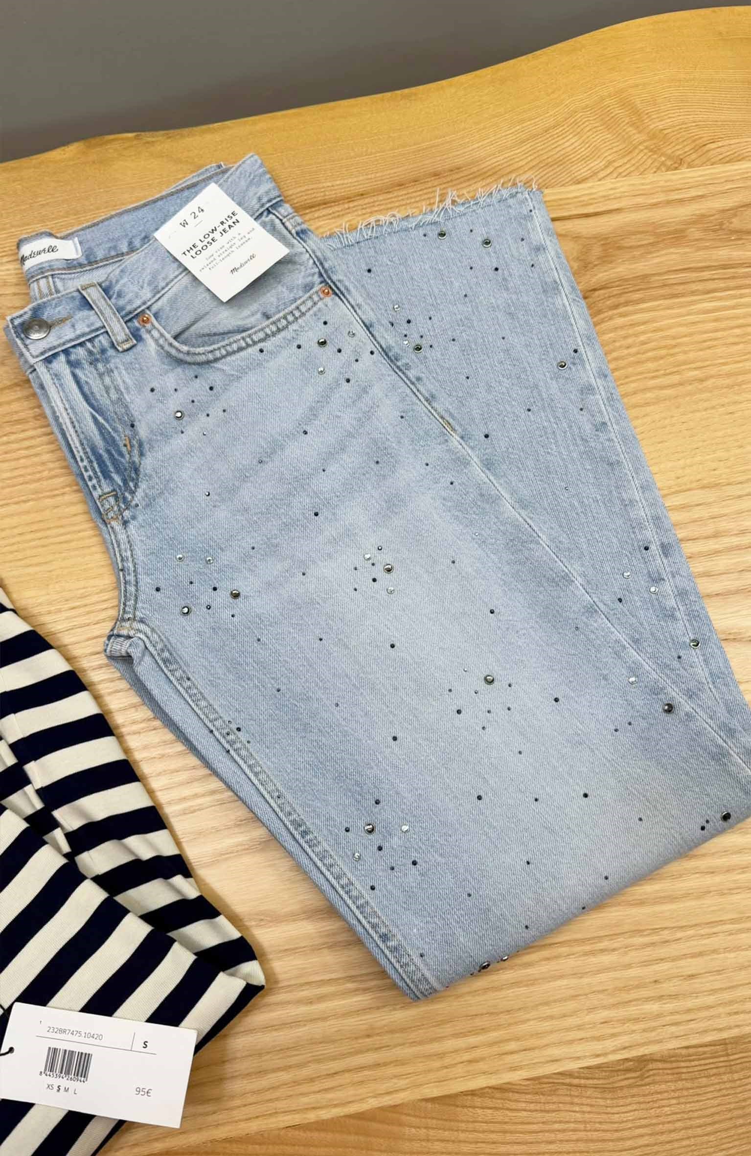 K4738 MDWL LOW RISE LOOSE TAŞ DETAYLI MAVİ JEAN