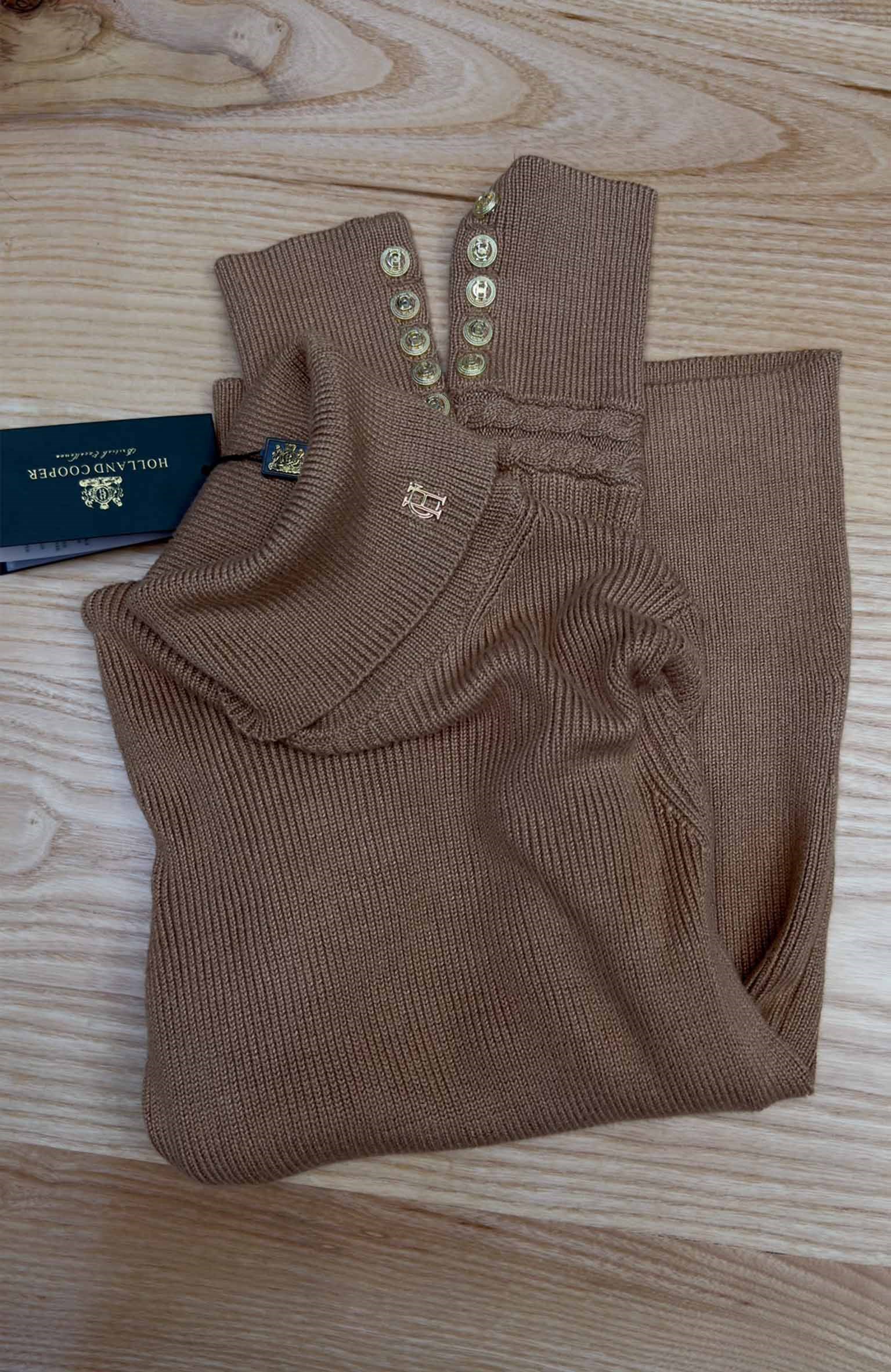 K4795 H.C GOLD DÜĞME DETAYLI SÜTLÜ KAHVE BALIKÇI KAZAK