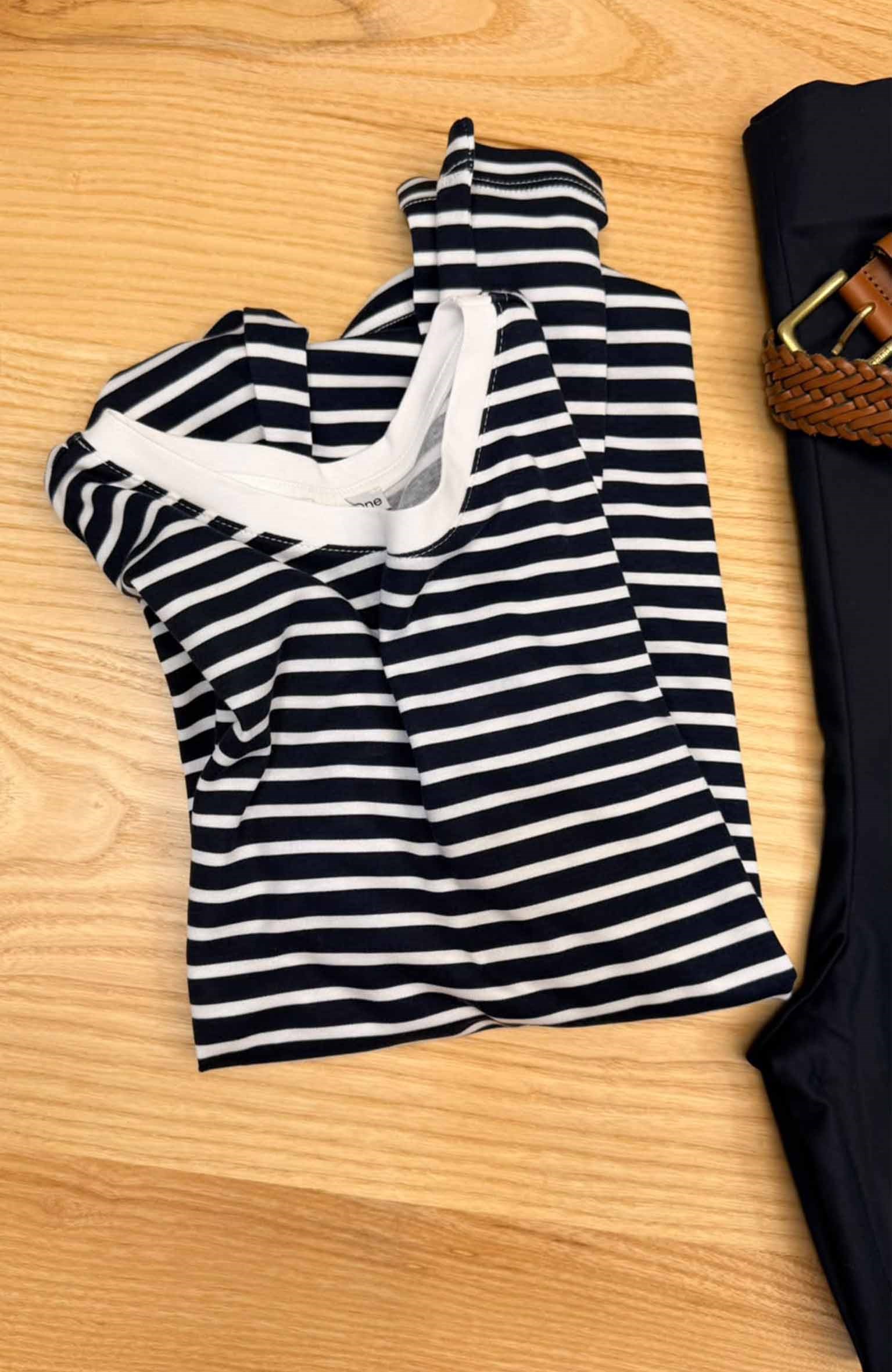 K4803 S.ONE LACİVERT ÇİZGİLİ UZUN KOL T-SHIRT