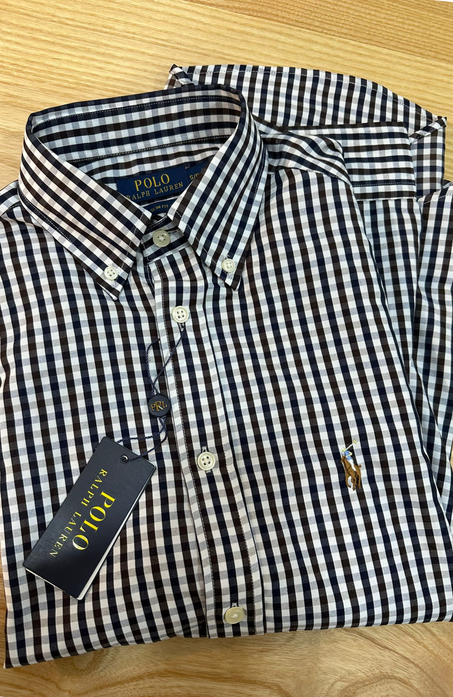 MEN1042 PRL KAHVE/LACİVERT KARELİ SLİM FİT GÖMLEK
