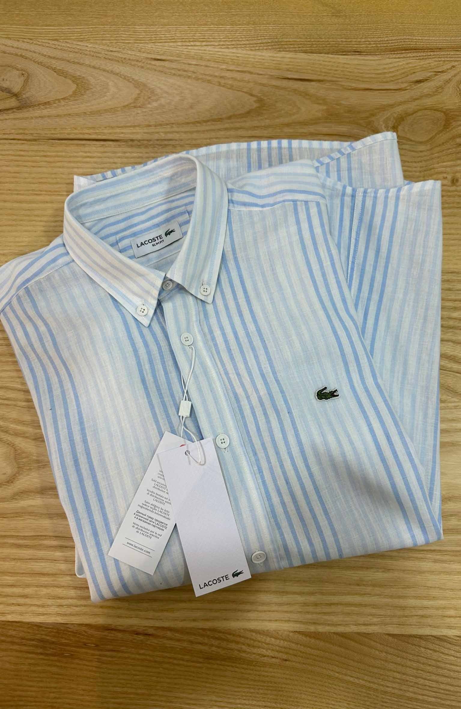 MEN1360 LCS MAVİ DEGRADE ÇİZGİLİ KETEN GÖMLEK