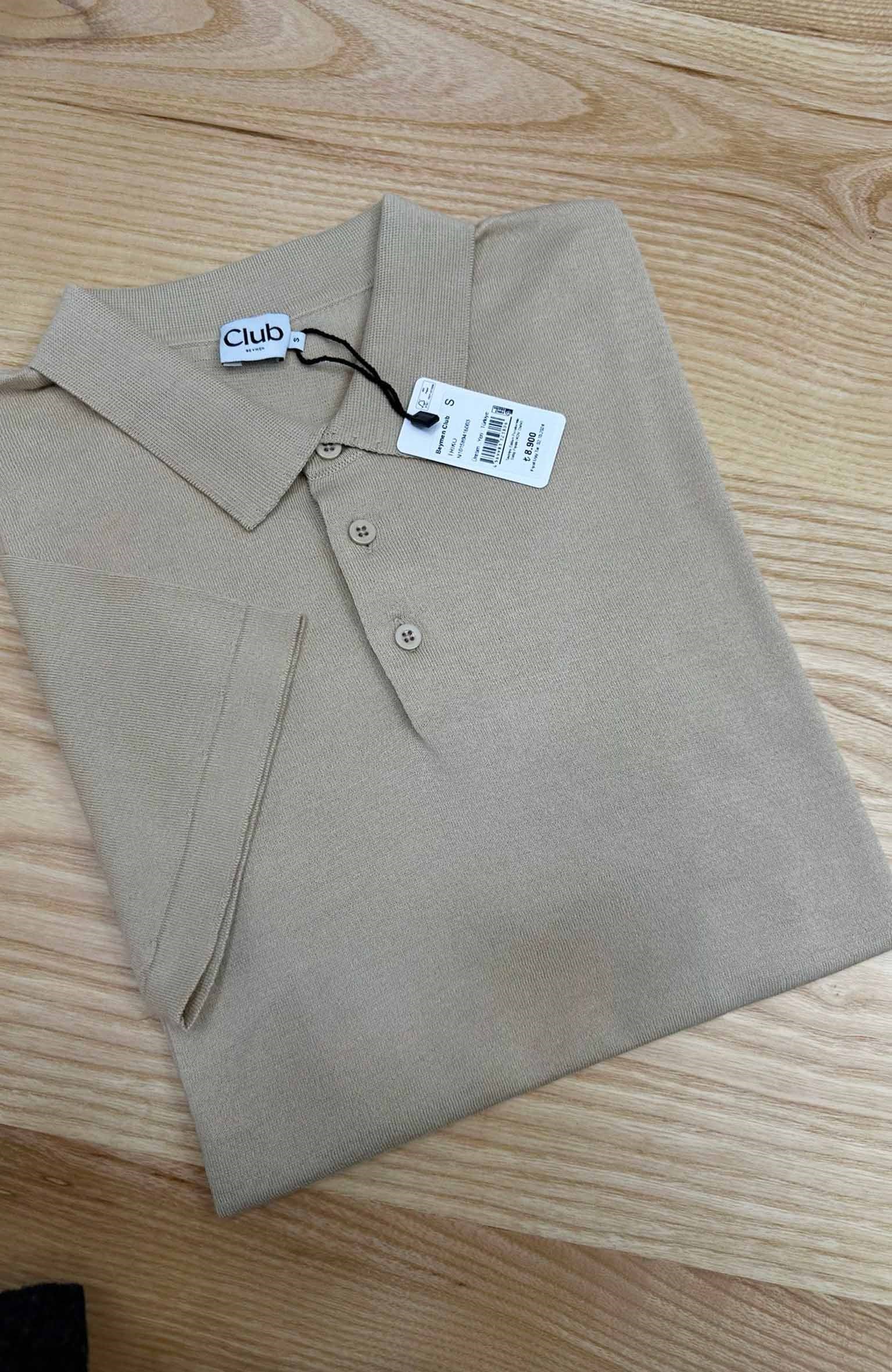 MEN1396 BYMN POLO YAKA PAMUKLU BEJ TRİKO T-SHIRT