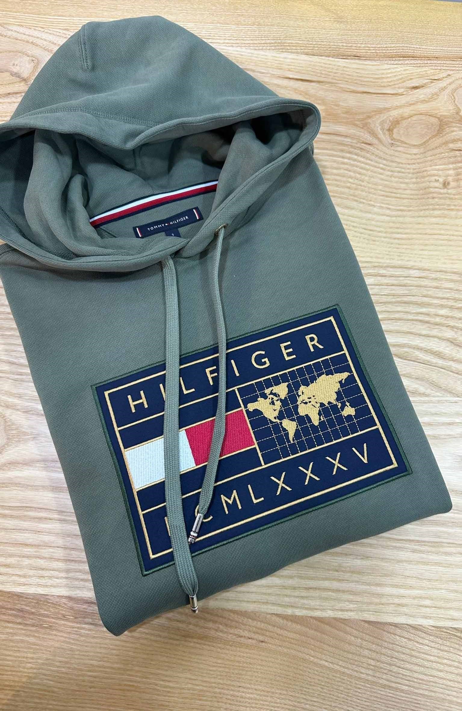 MEN1506 TM KANGURU CEPLİ NAKIŞLI YEŞİL SWEAT
