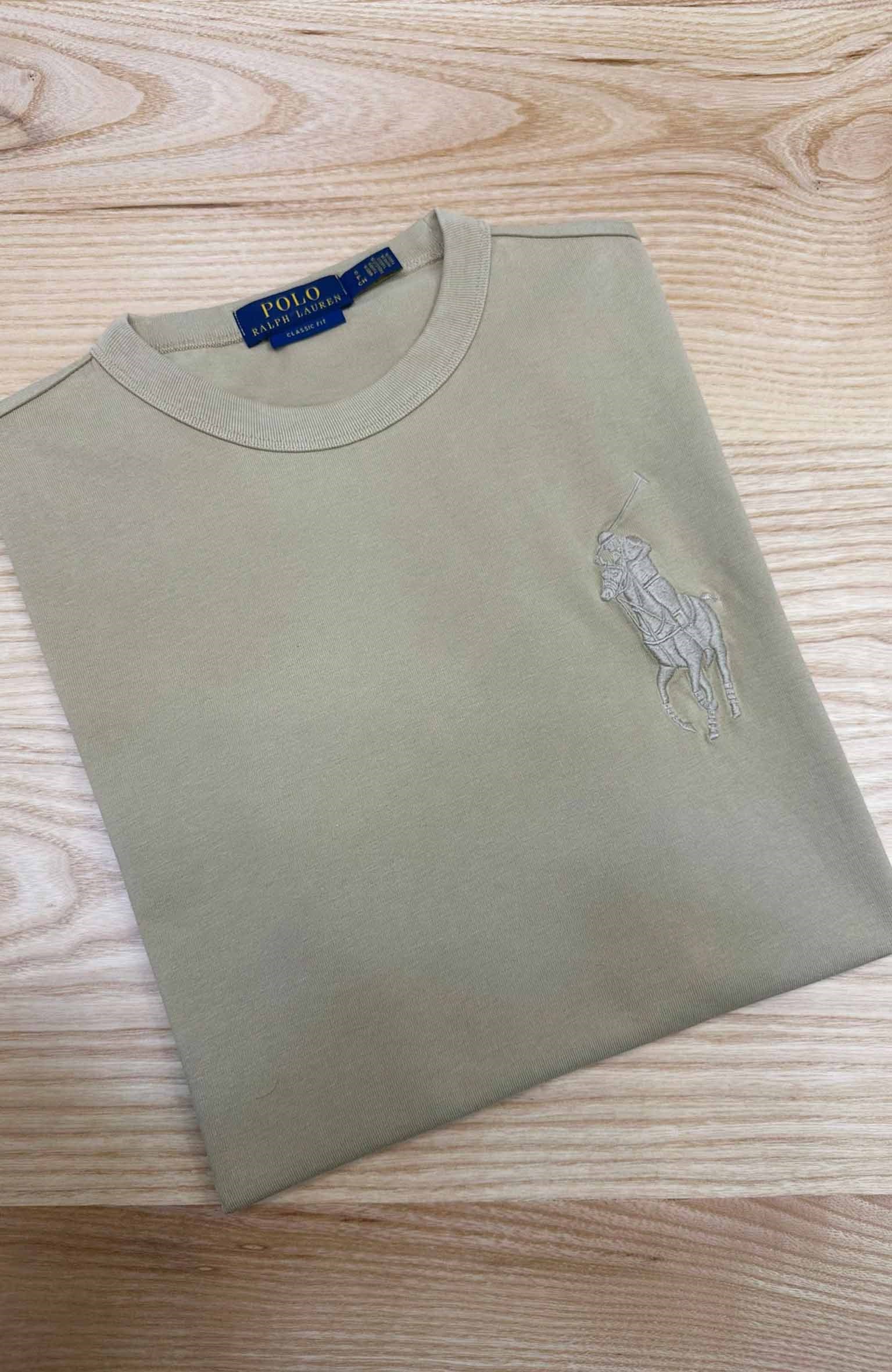 MEN1536 PRL BÜYÜK LOGO NAKIŞLI SÜTLÜ KAHVE T-SHIRT