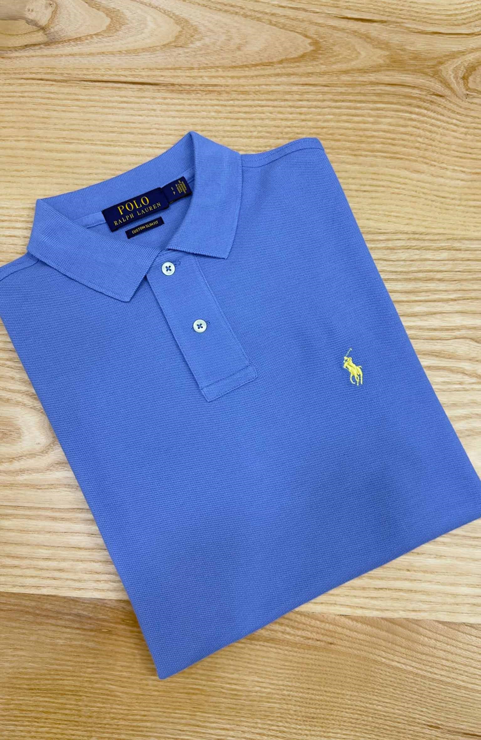 MEN1604 PRL SARI NAKIŞLI MAVİ POLO T-SHIRT