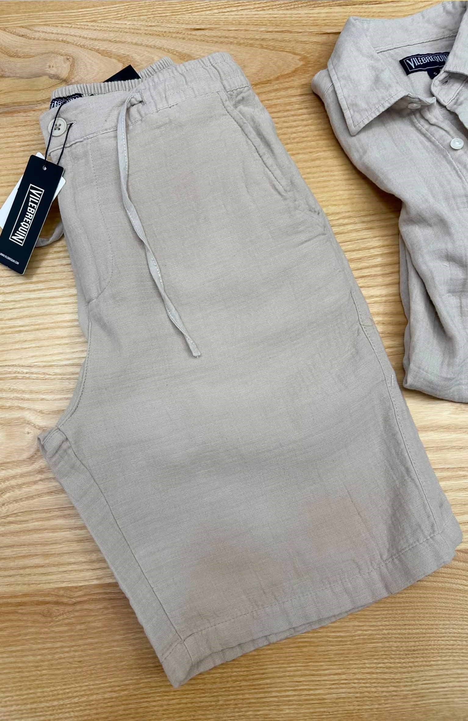 MEN1689 VLBRQ BEJ MÜSLİN ŞORT