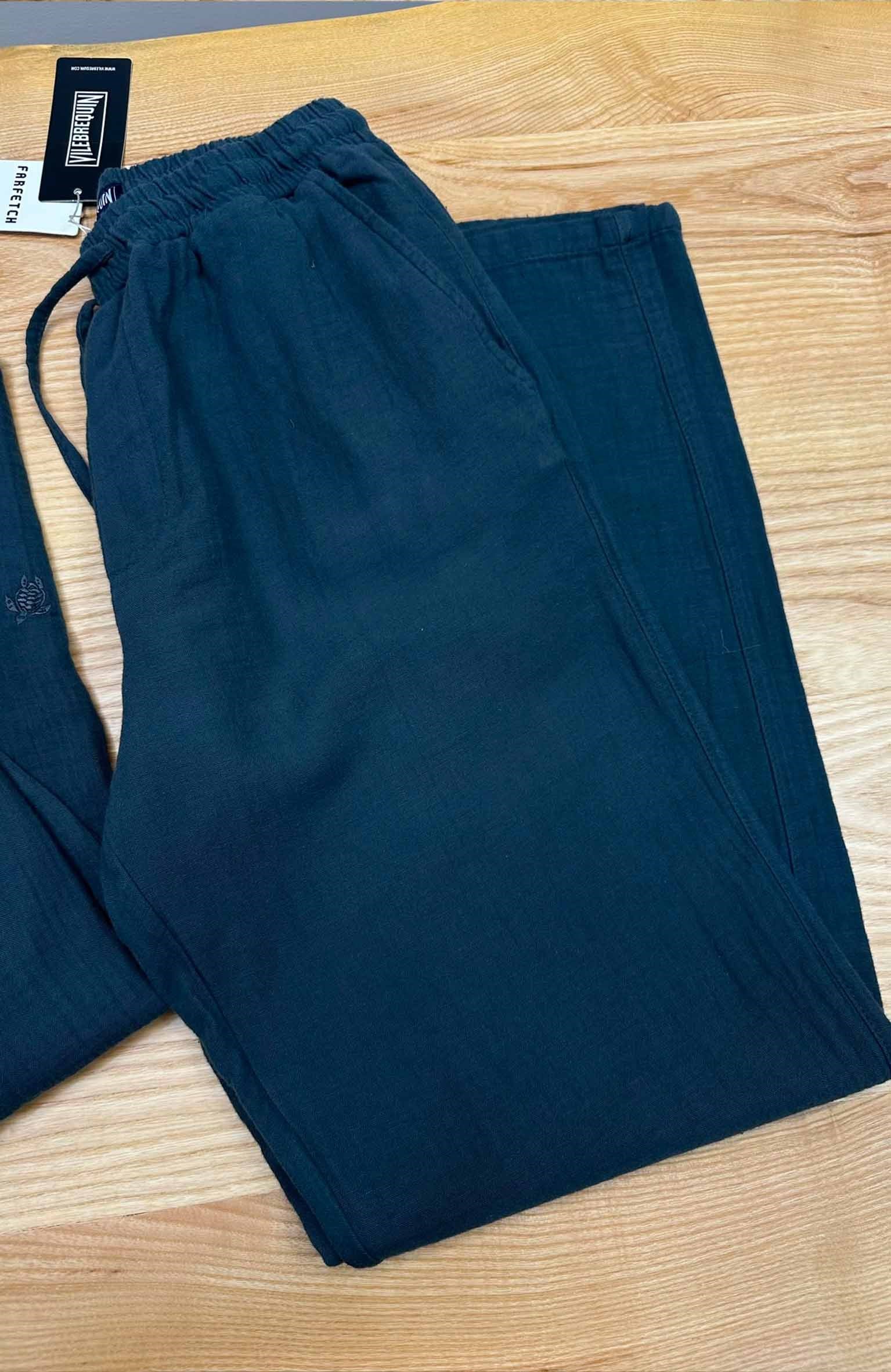 MEN1695 VLBRQ MÜSLİN PETROL PANTOLON