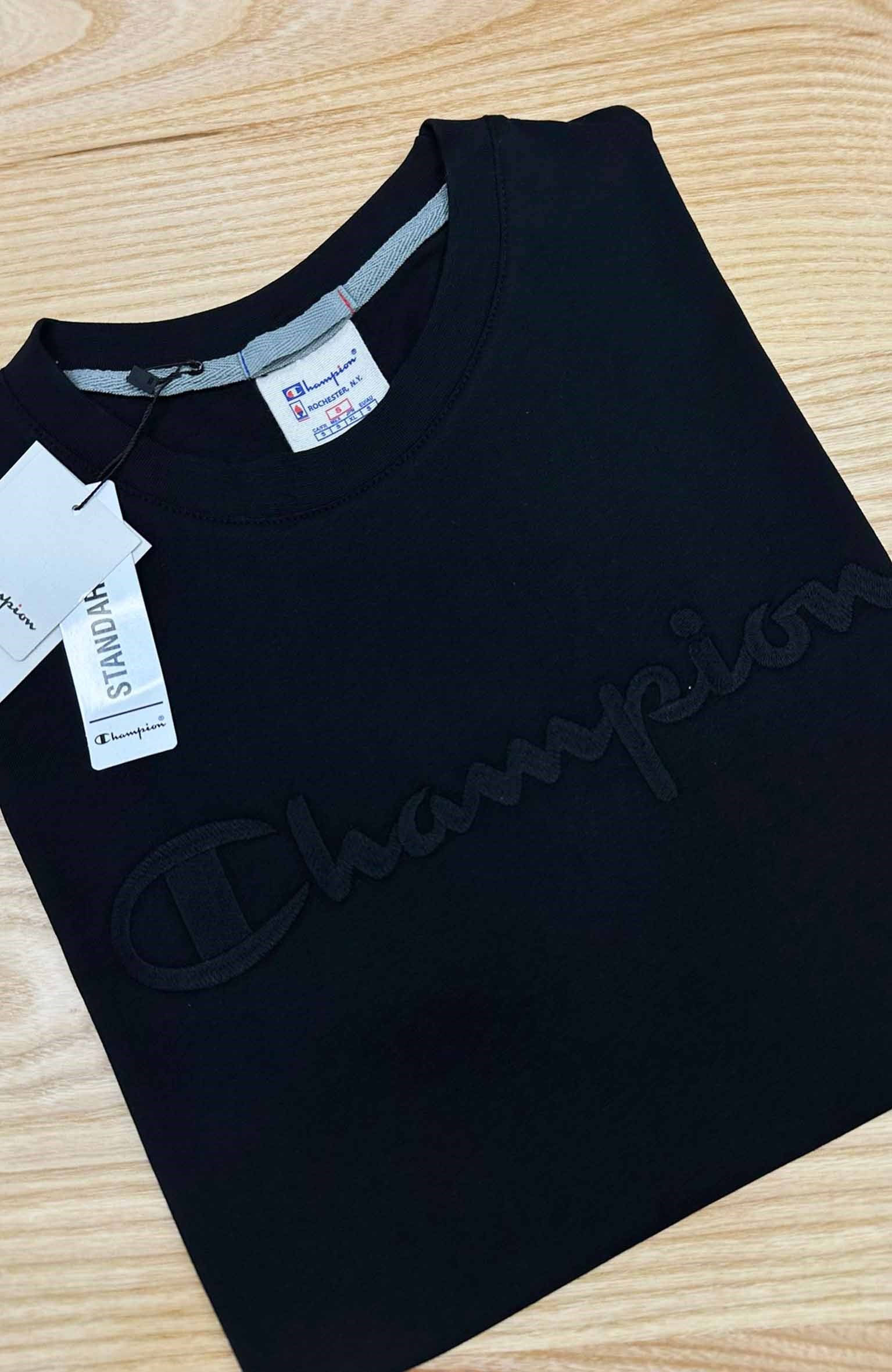 MEN1768 CHMP NAKIŞLI SİYAH T-SHIRT