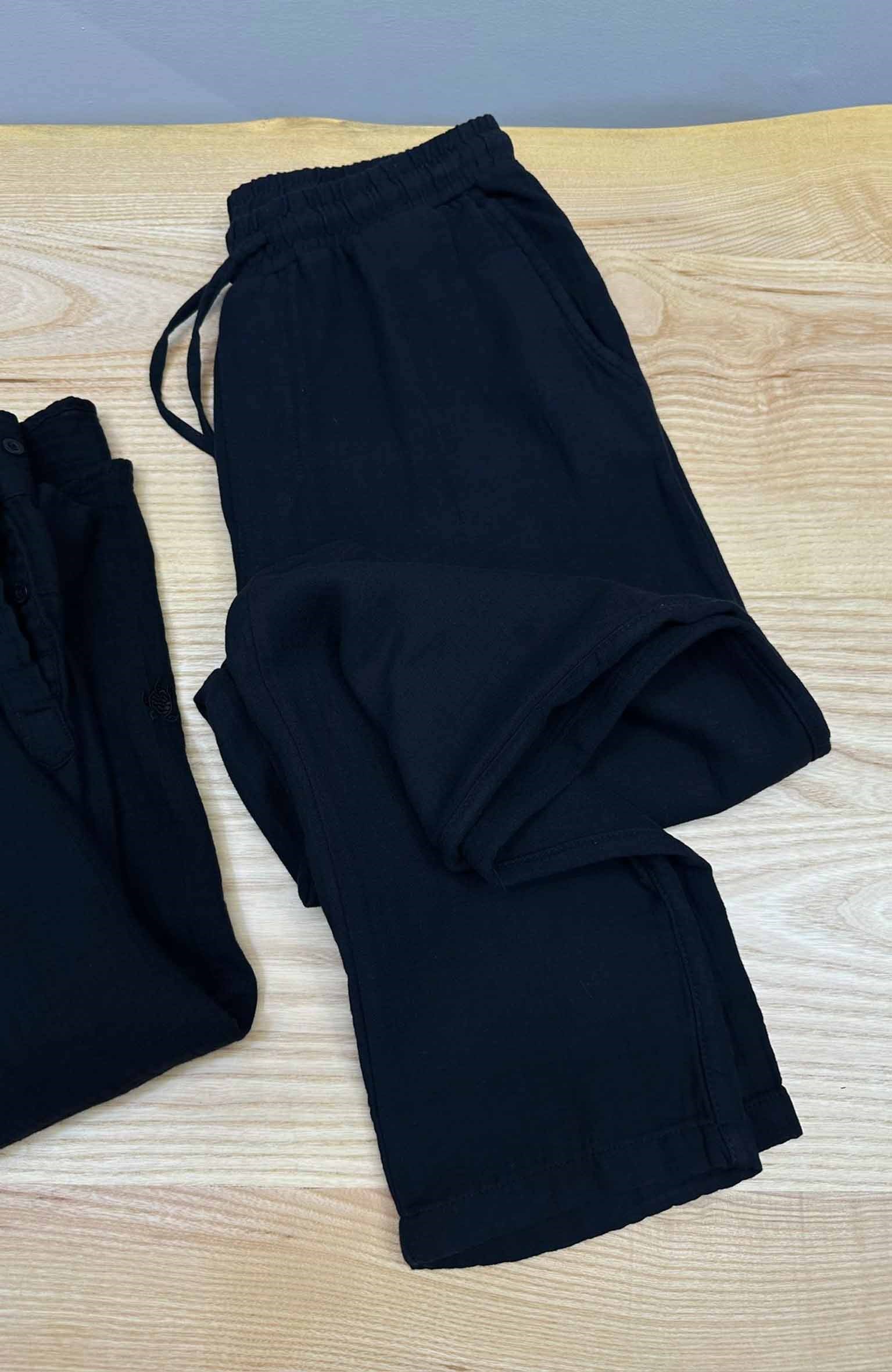 MEN1773 VLBRQ SİYAH MÜSLİN PANTOLON