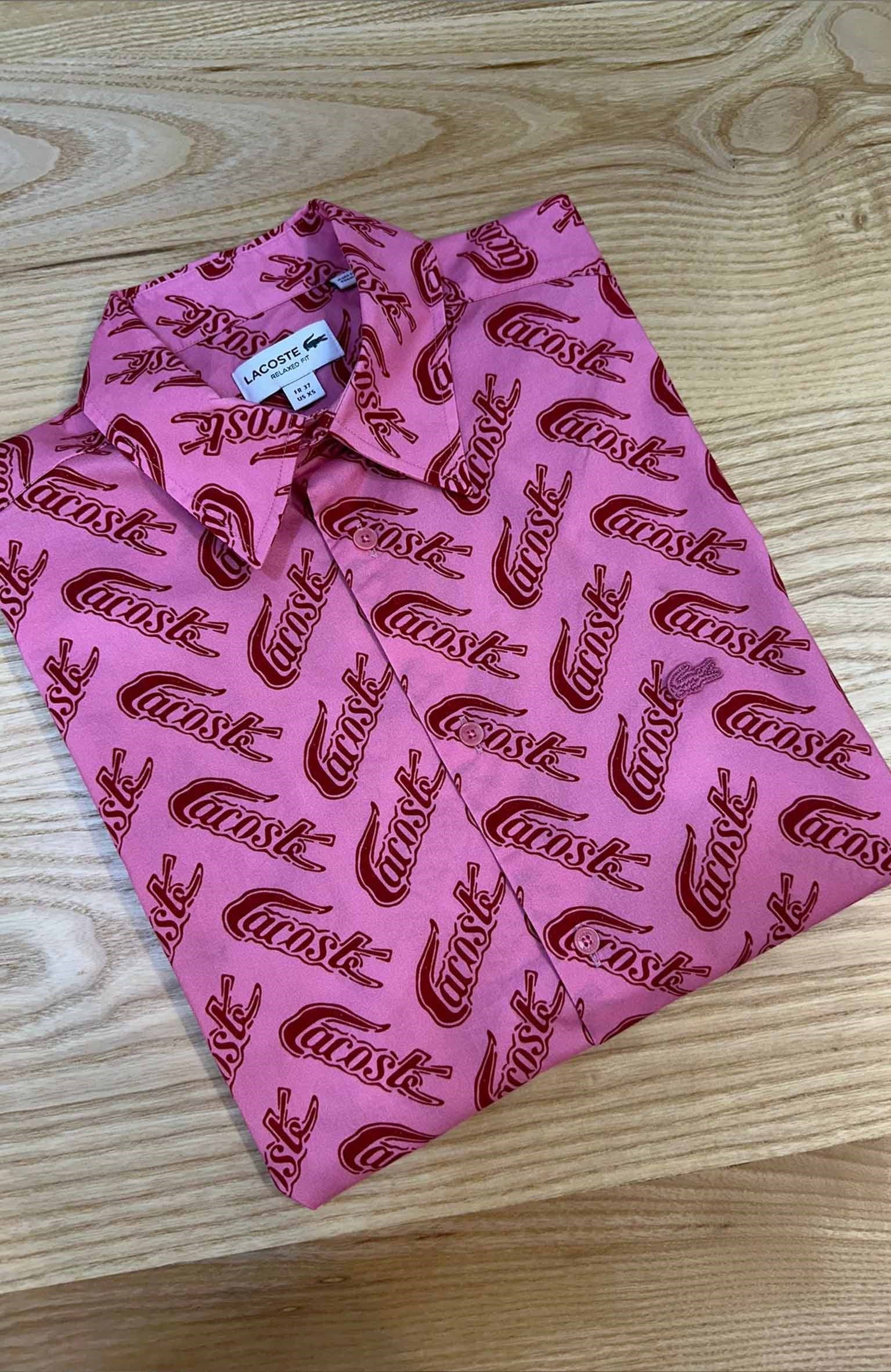 MEN1795 LCT DESENLİ PEMBE KISA KOL GÖMLEK