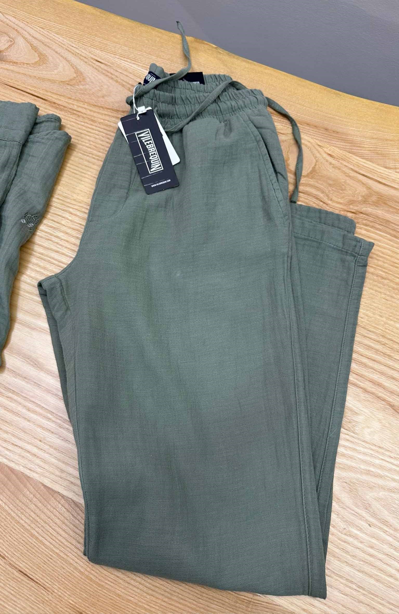 MEN1809 VLBRQ YEŞİL MÜSLİN PANTOLON