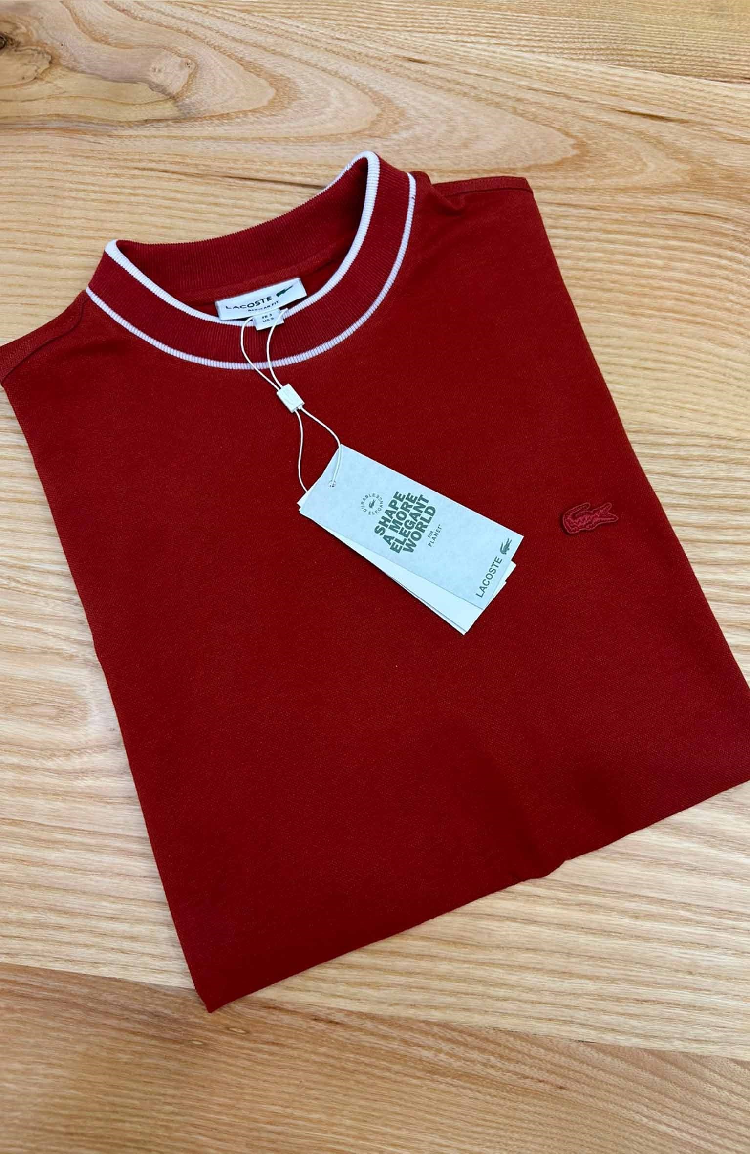 MEN1893 LCT DOKUMA YAKA DETAYLI KİREMİT T-SHIRT