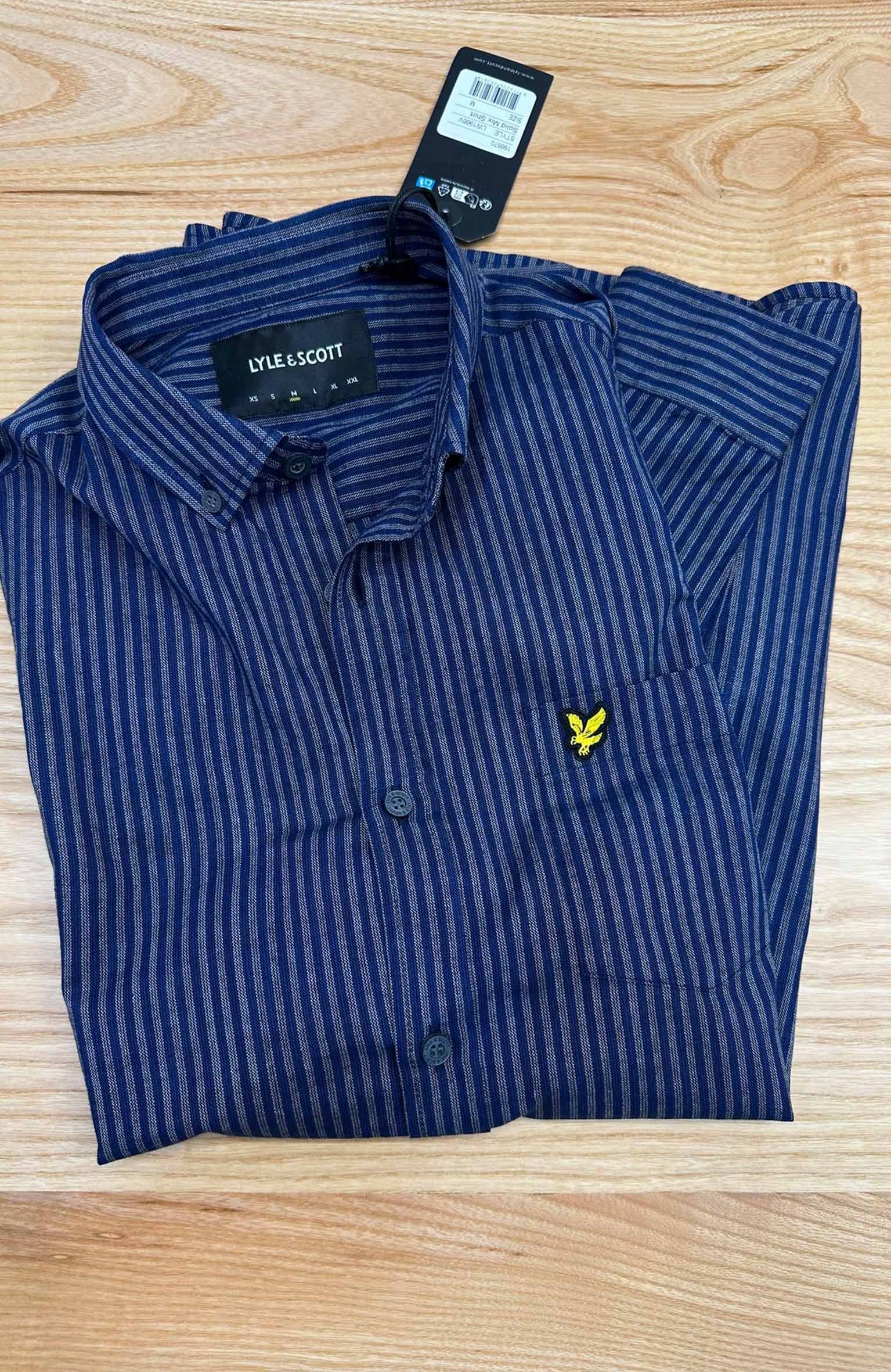 MEN1984 L.LS CEPLİ PAMUKLU ÇİZGİLİ LACİVERT GÖMLEK