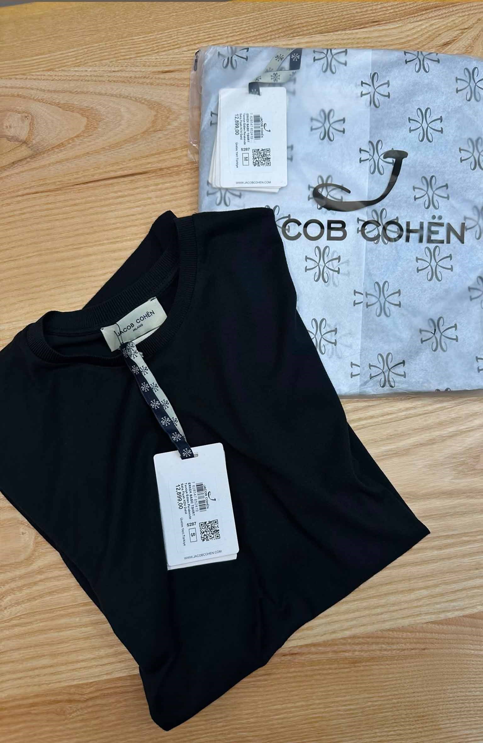 MEN2000 JACOB C. PAMUK MODAL KARIŞIMLI SİYAH DOKUMA T-SHIRT