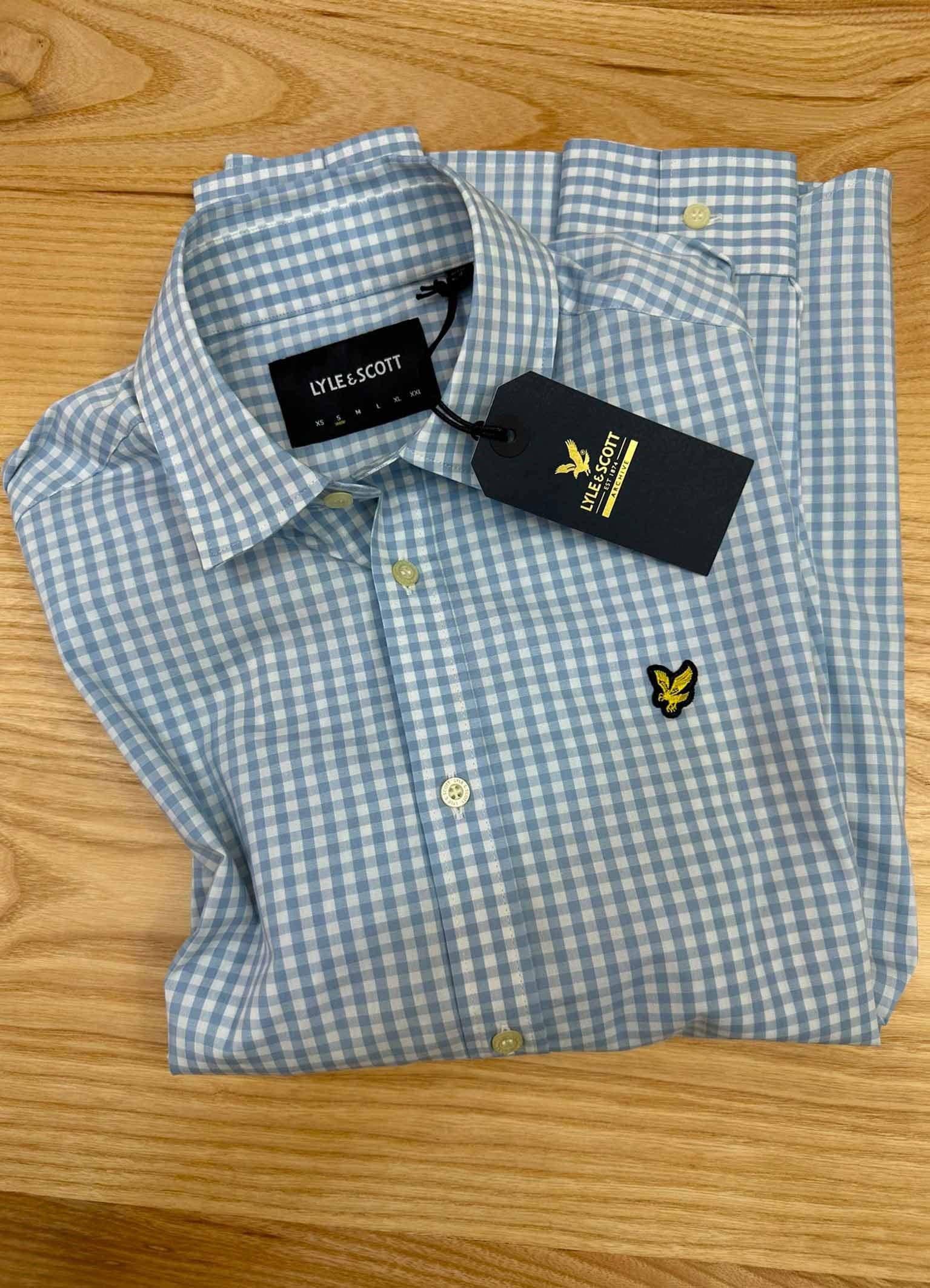 MEN2093 L.LS MAVİ KARELİ PAMUKLU GÖMLEK