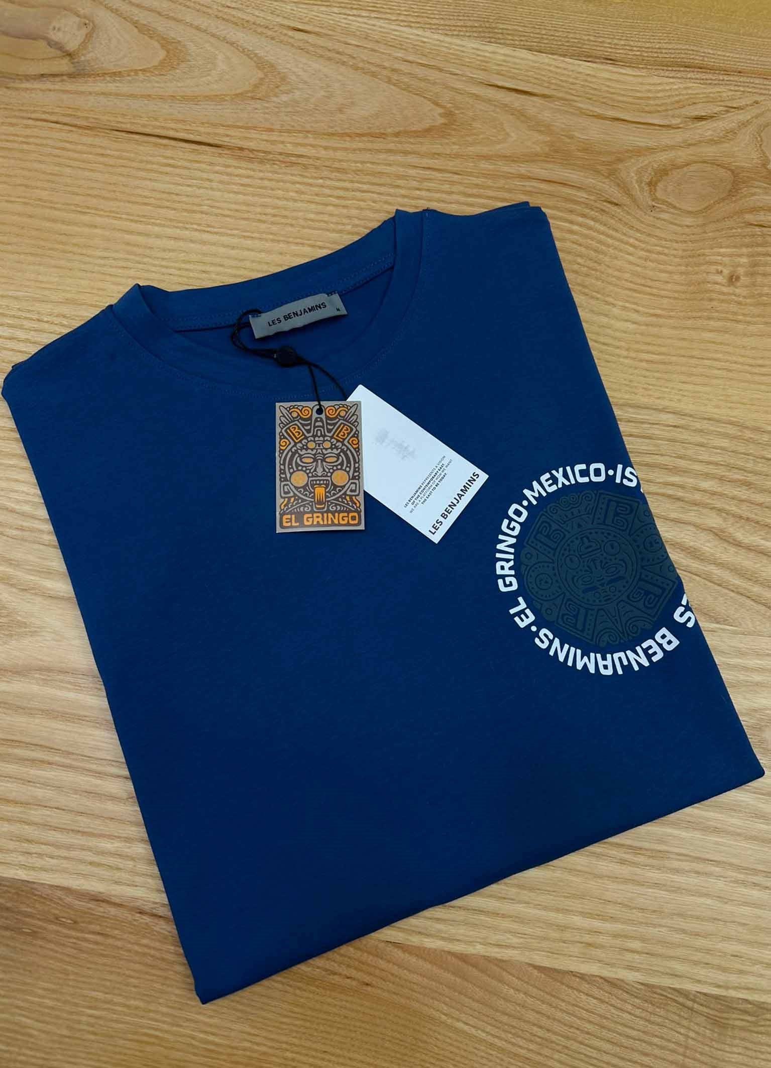 MEN2097 L.BNJ ÖN/ARKA BASKILI MAVİ T-SHIRT