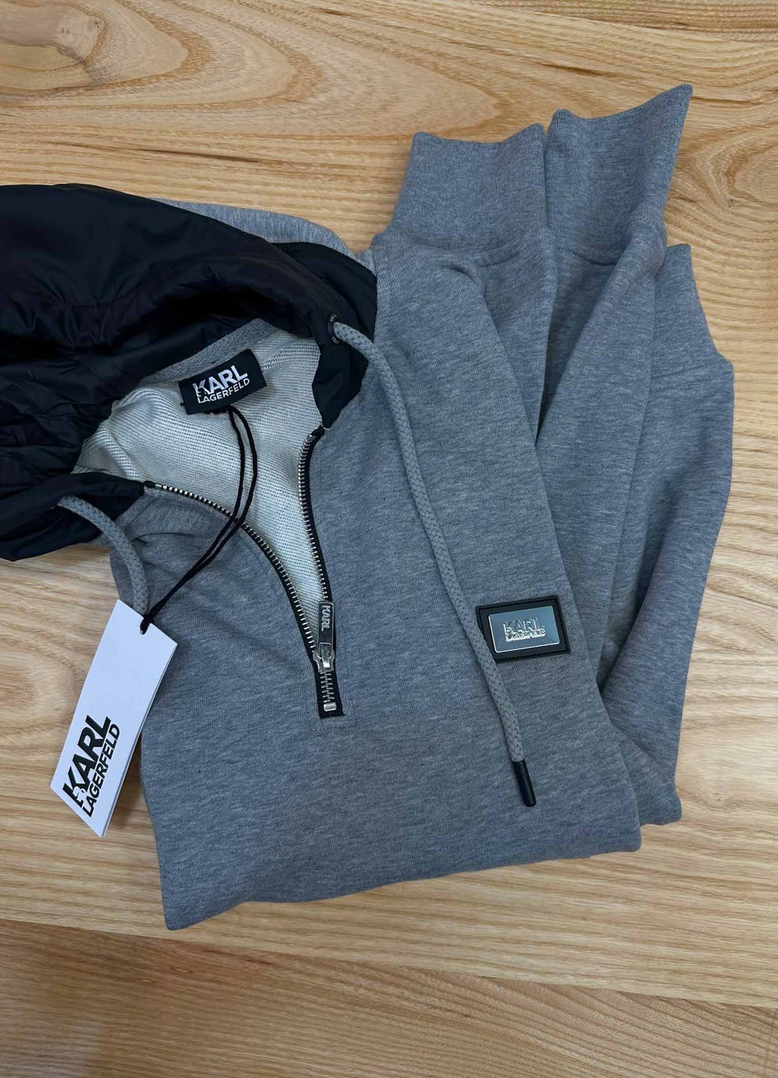 MEN2098 KARL L. YARIM FERMUARLI GRİ SWEAT