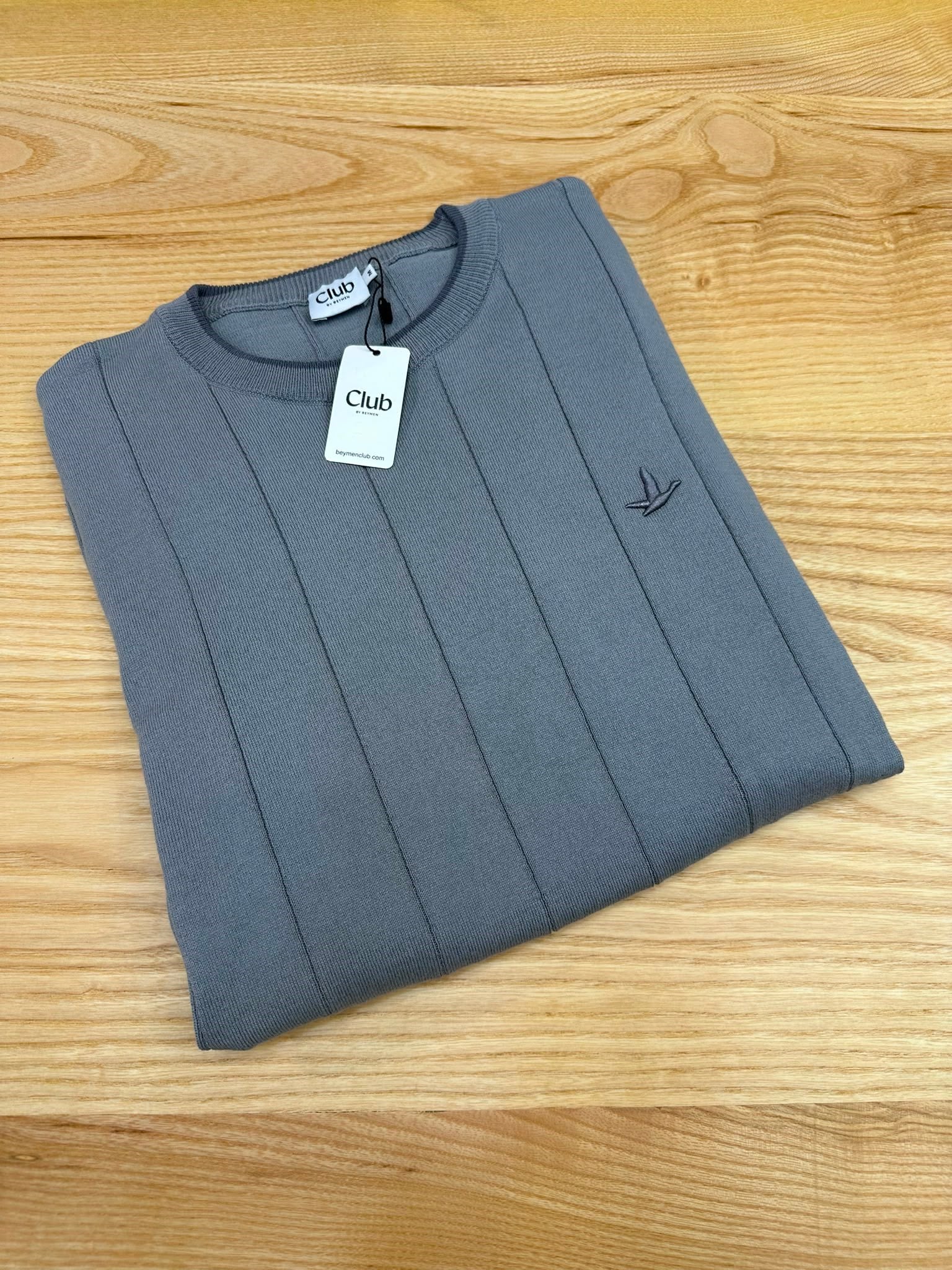 MEN2141 B.MN BİSİKLET YAKA GRİ TRİKO T-SHIRT
