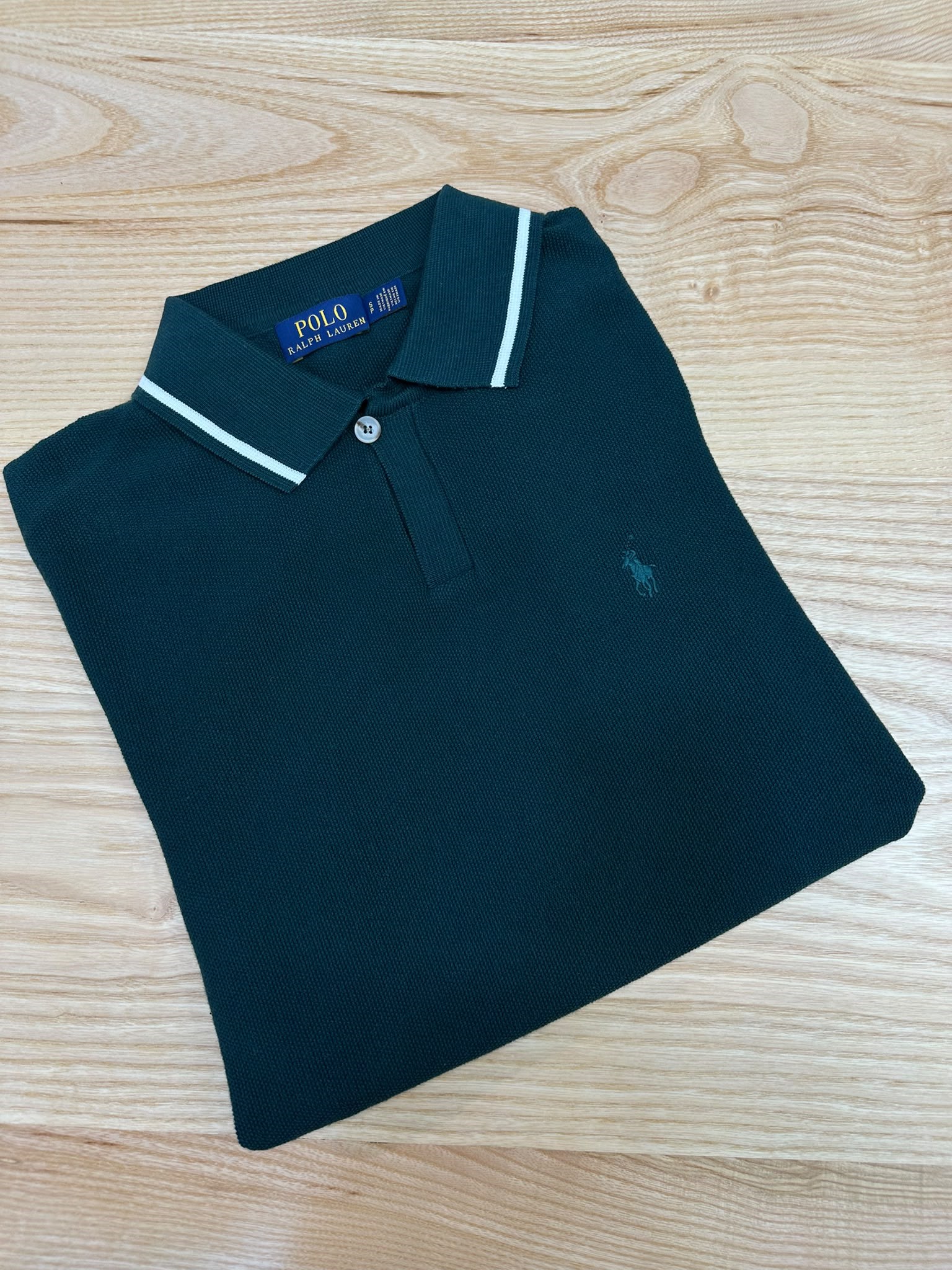 MEN2142 PRL YAKALI KOYU YEŞİL TRİKO T-SHIRT