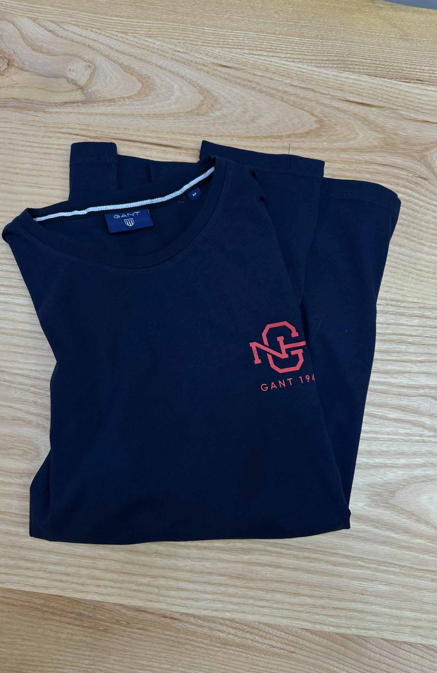 MEN2265 GNT BASKILI LACİVERT UZUN KOL T-SHIRT